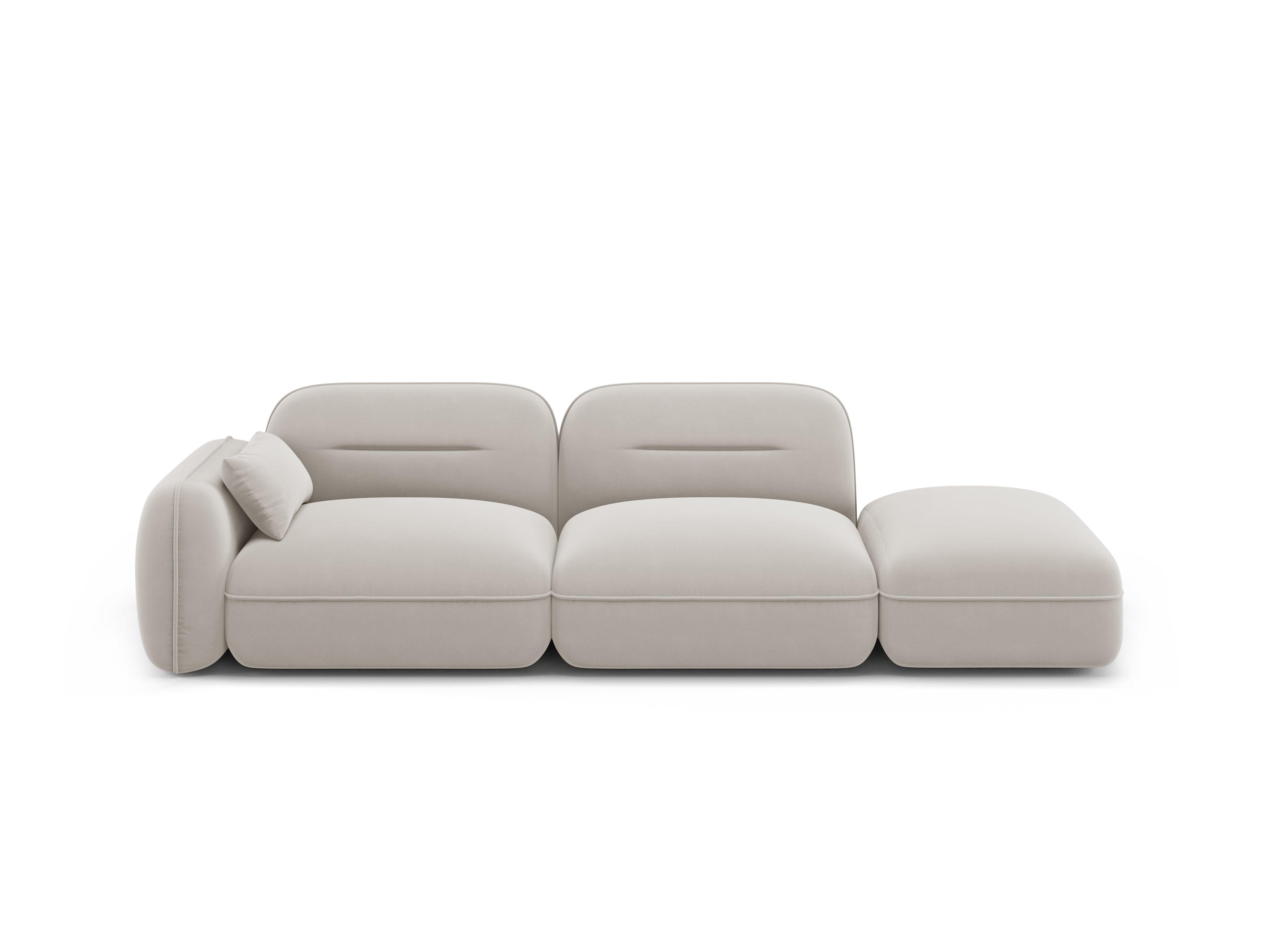 Sofa modułowa aksamitna prawostronna 3-osobowa SYDNEY kość słoniowa Cosmopolitan Design Eye on Design