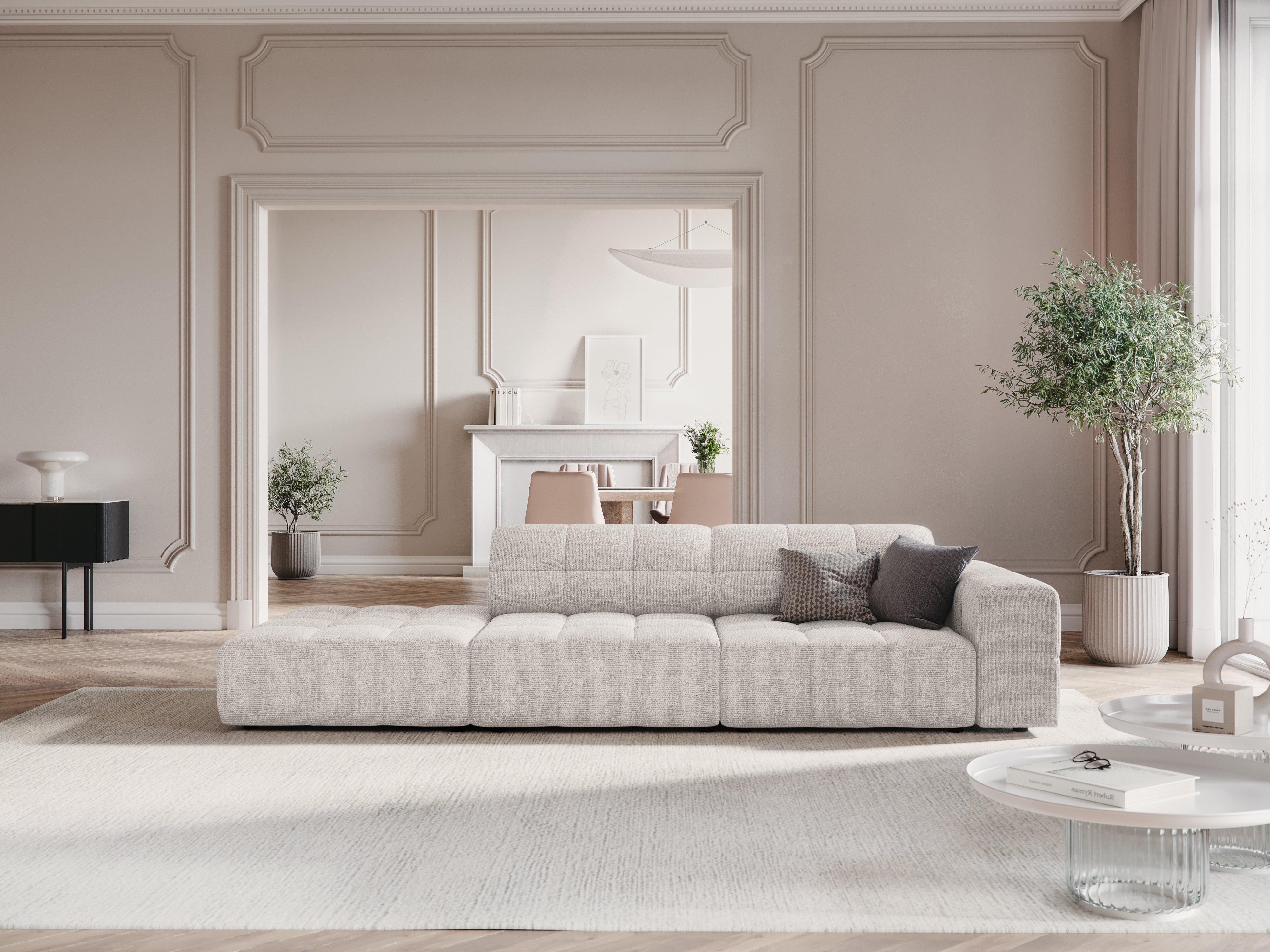 Sofa lewostronna 3-osobowa CHICAGO jasnoszary szenil Cosmopolitan Design Eye on Design