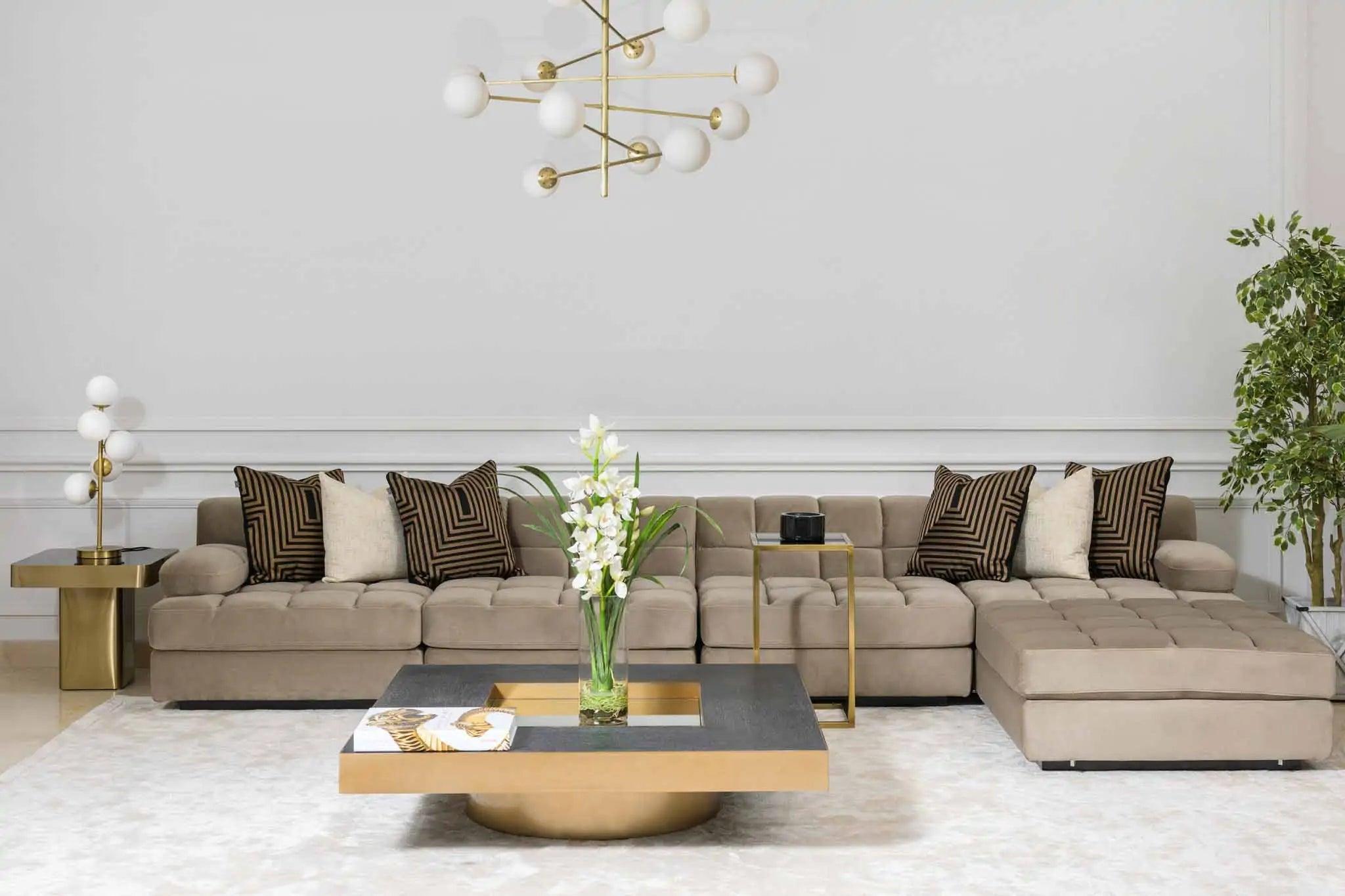 Sofa modułowa aksamitna DEAN - siedzisko środkowe beżowe Eichholtz Eye on Design