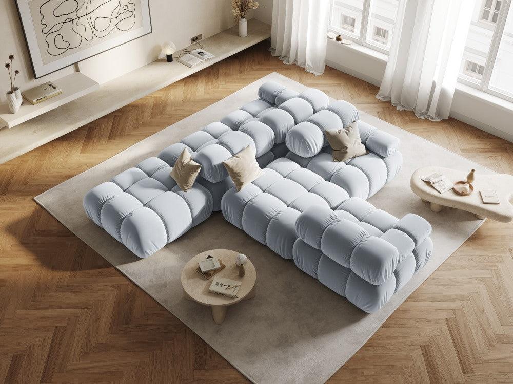Sofa modułowa aksamitna prawostronna 4-osobowa TROPEA jasnoniebieski Milo Casa Eye on Design