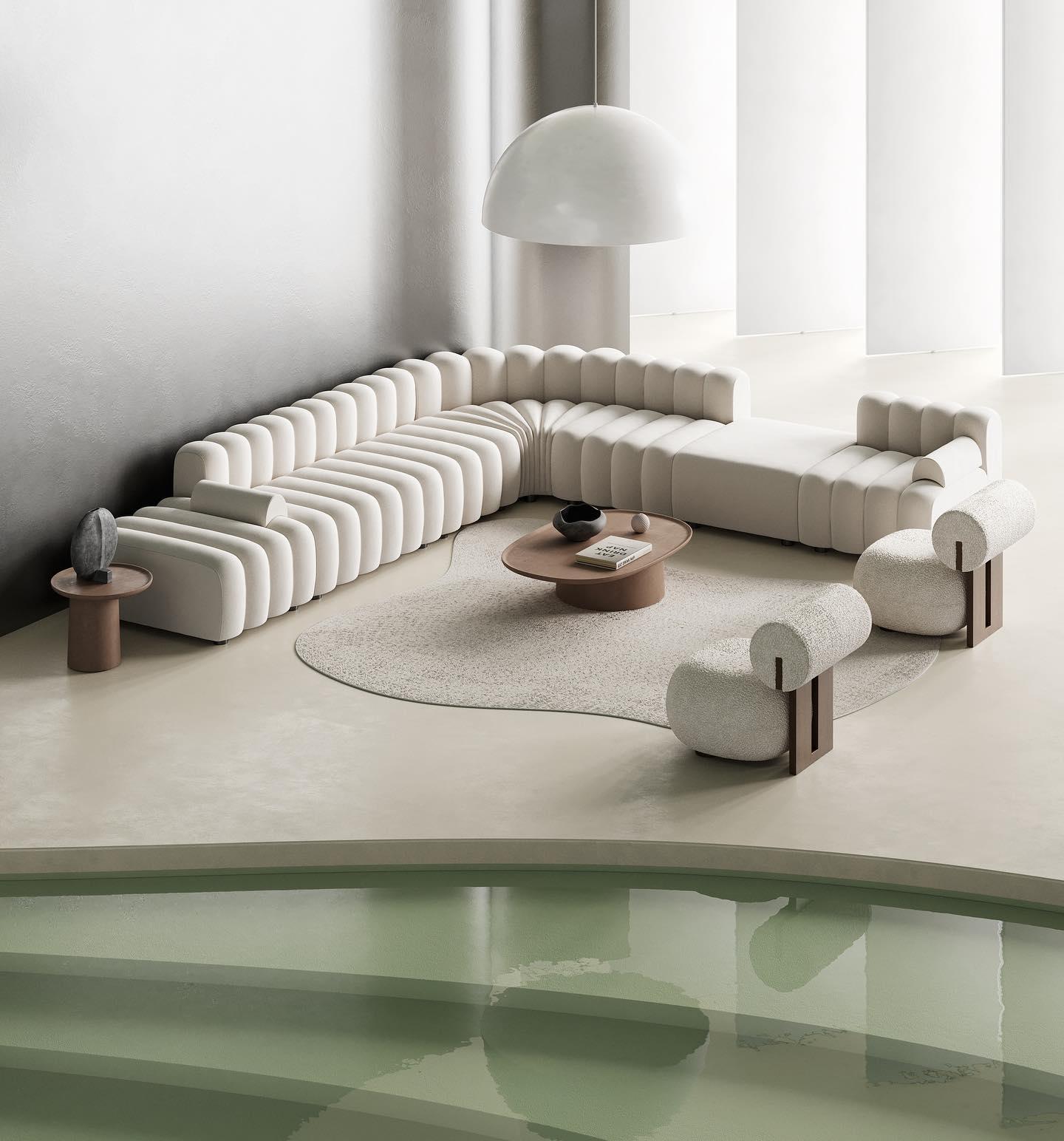 Sofa modułowa duża STUDIO boucle kremowy NORR11 Eye on Design