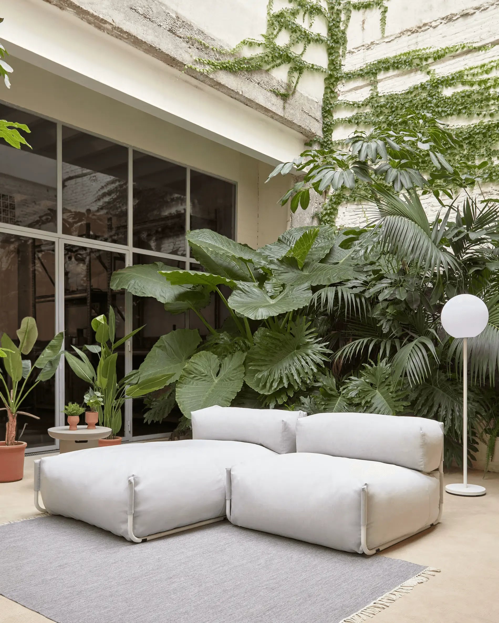 Sofa modułowa ogrodowa SQUARE - fotel jasnoszary na taras i do ogrodu
