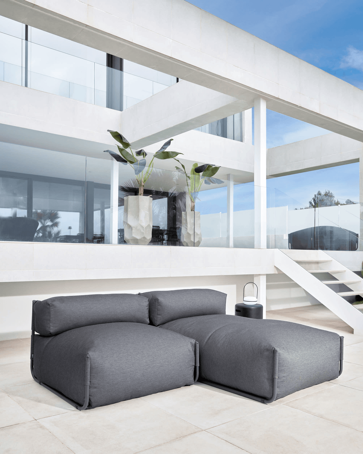 Sofa modułowa ogrodowa SQUARE - szezlong ciemnoszary La Forma Eye on Design