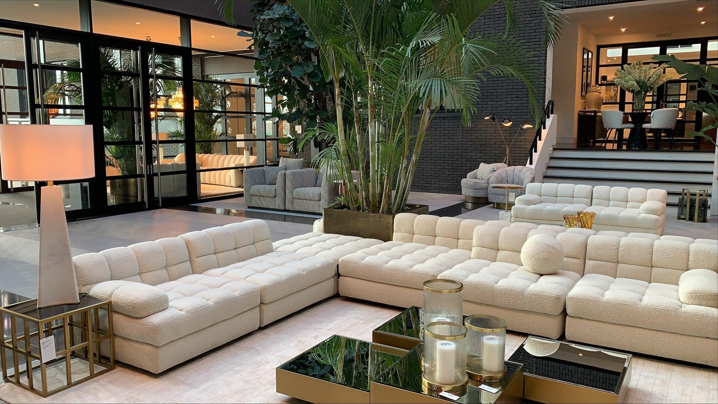 Sofa modułowa w tkaninie boucle DEAN - puf kremowy Eichholtz Eye on Design