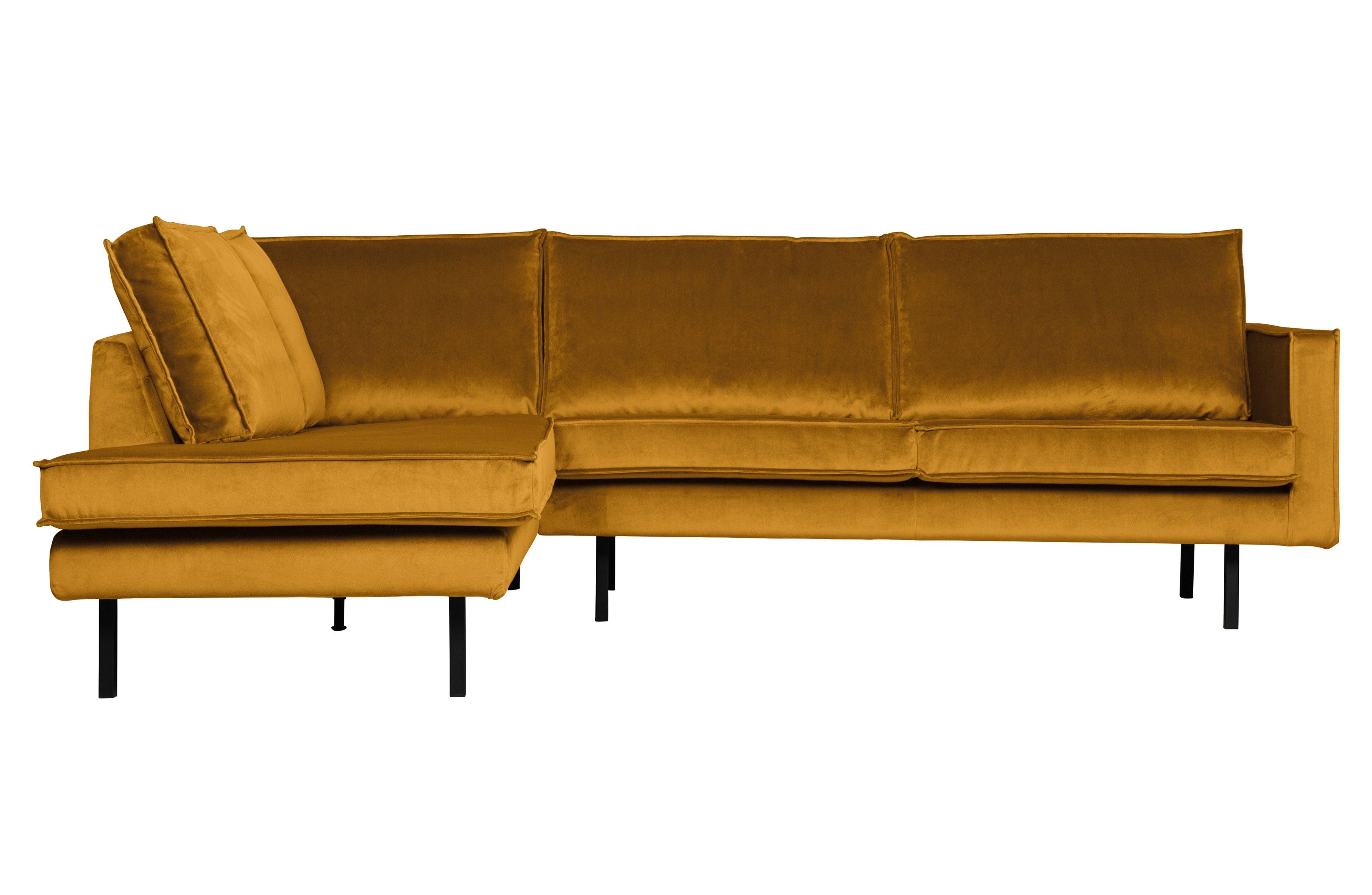 Sofa narożna aksamitna lewostronna RODEO musztardowy Be Pure Eye on Design