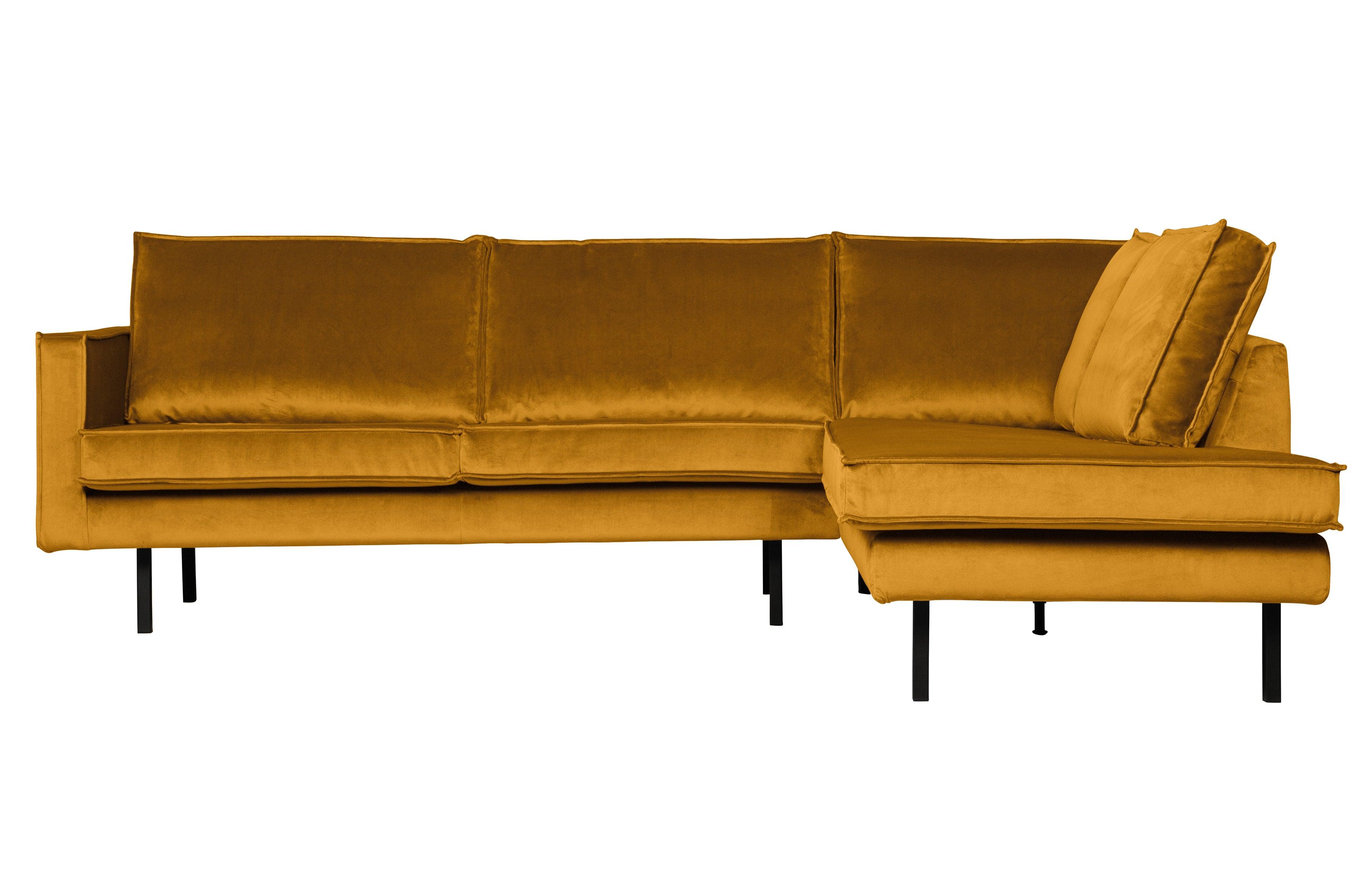 Sofa narożna aksamitna prawostronna RODEO musztardowy Be Pure Eye on Design