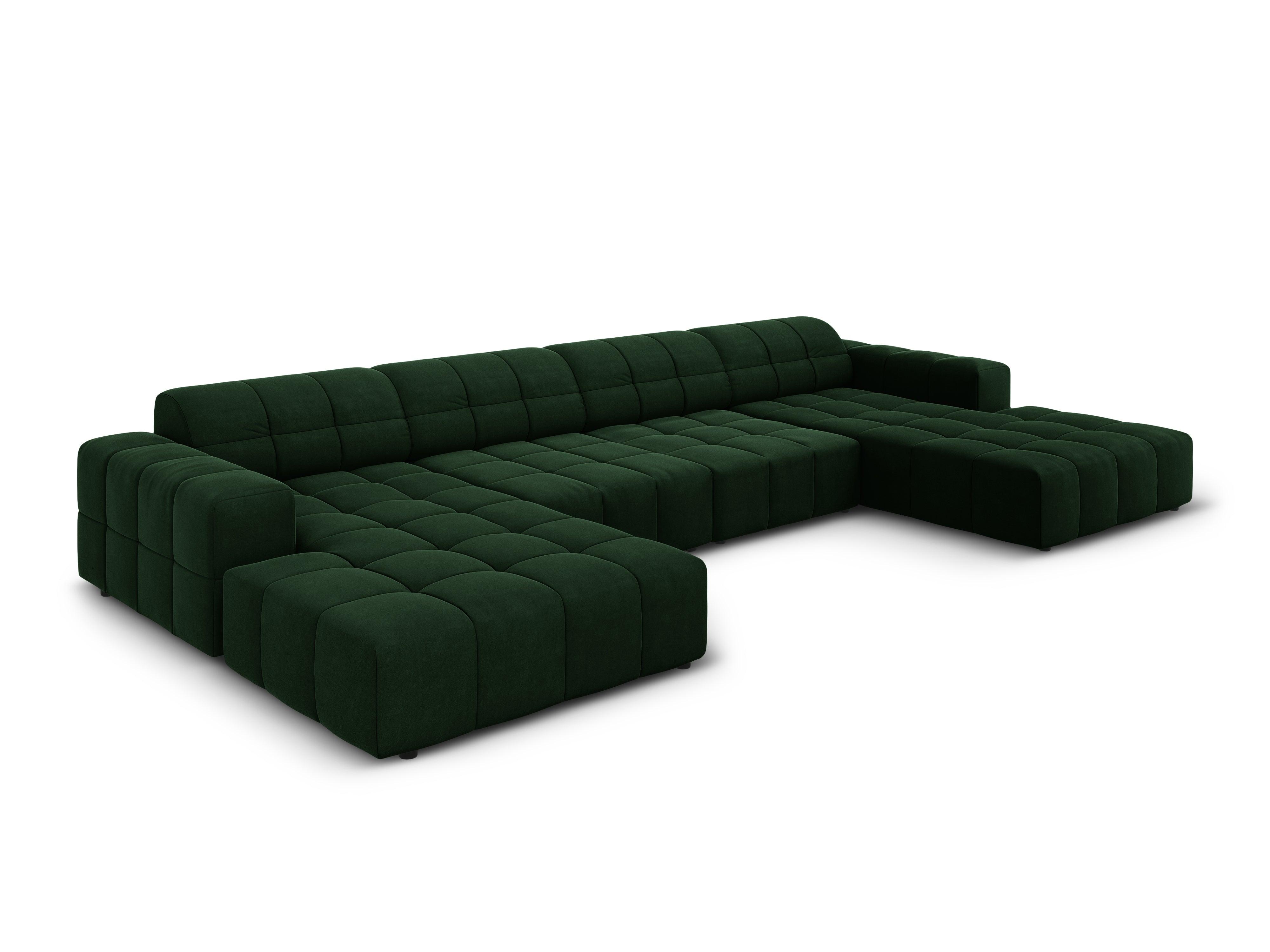 Sofa panoramiczna aksamitna 6-osobowa CHICAGO butelkowa zieleń Cosmopolitan Design Eye on Design