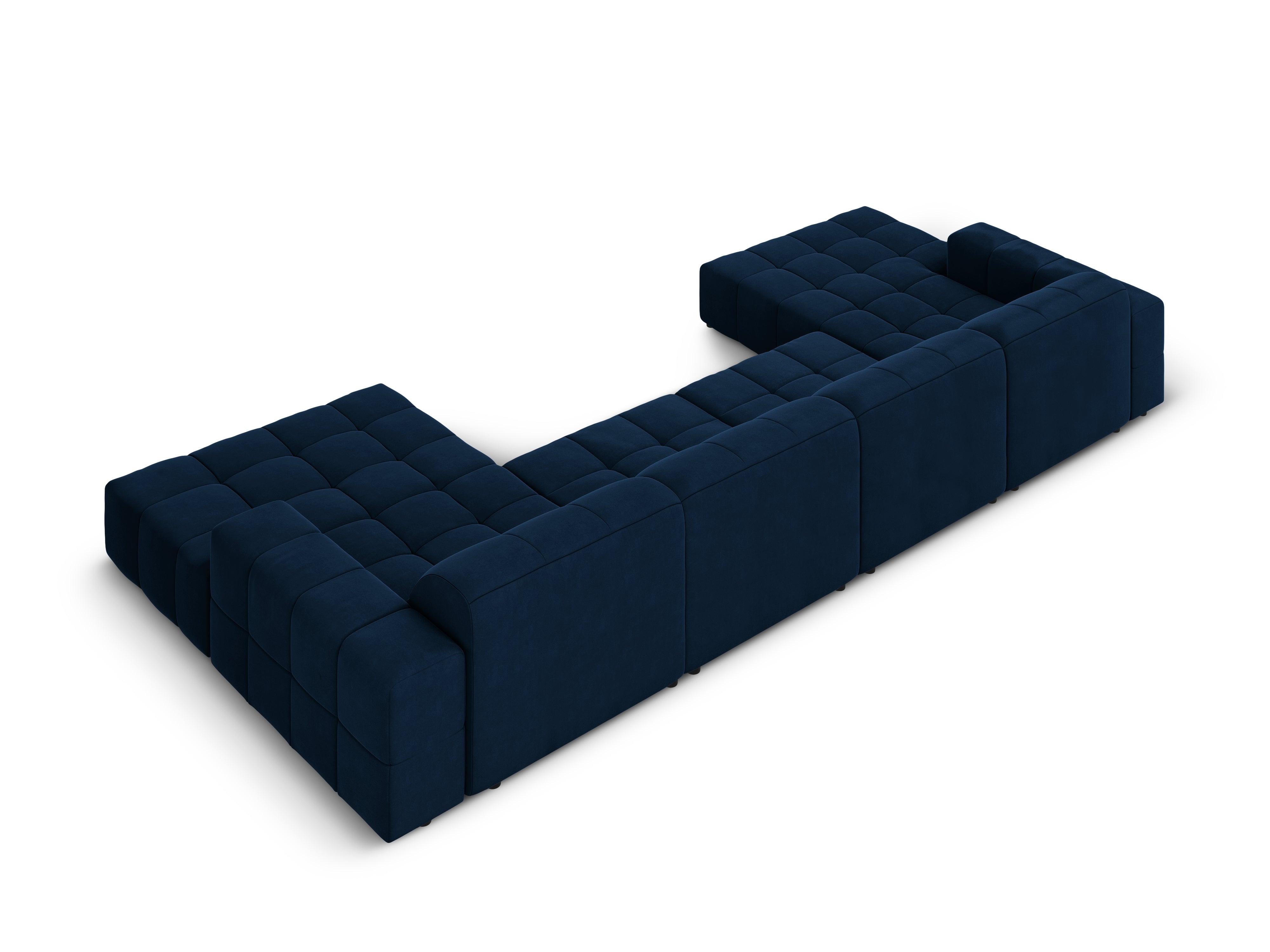 Sofa panoramiczna aksamitna 6-osobowa CHICAGO granat królewski Cosmopolitan Design Eye on Design