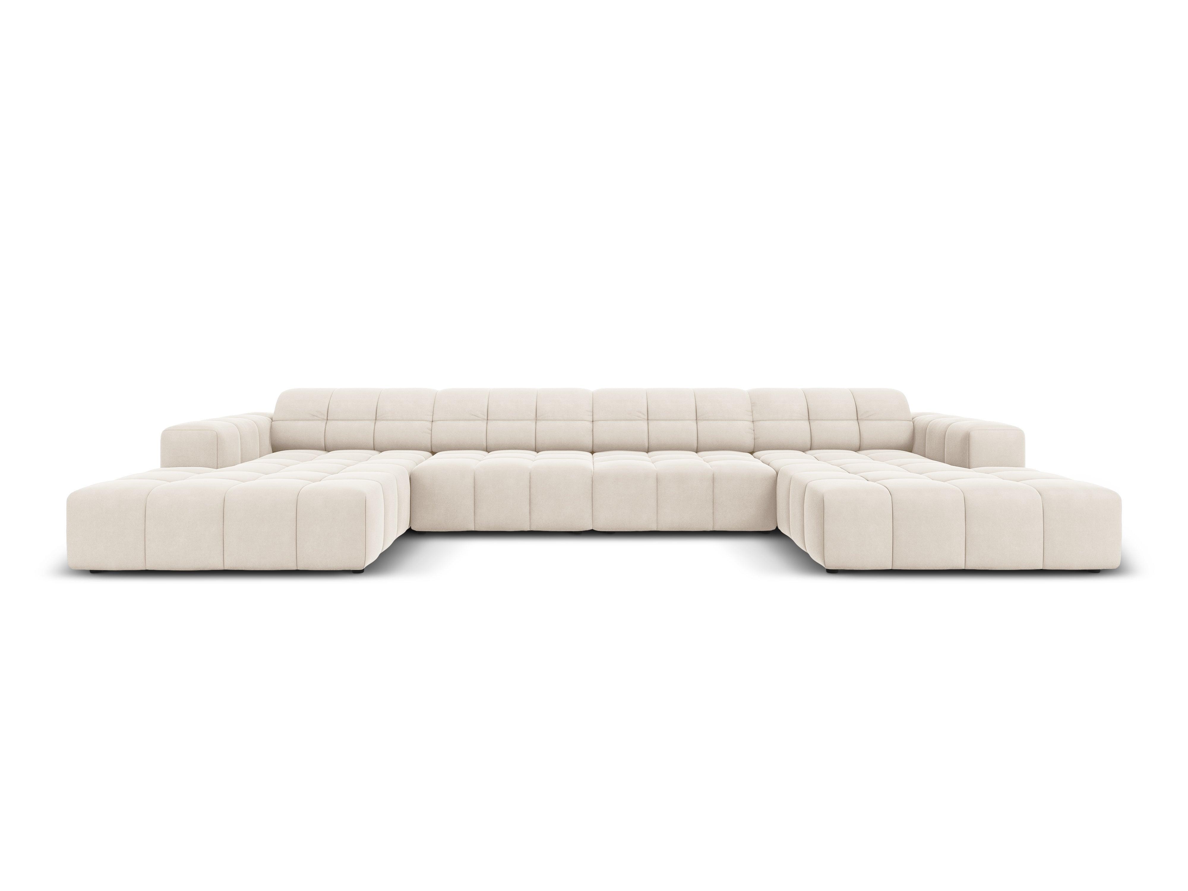 Sofa panoramiczna aksamitna 6-osobowa CHICAGO jasnobeżowy Cosmopolitan Design Eye on Design