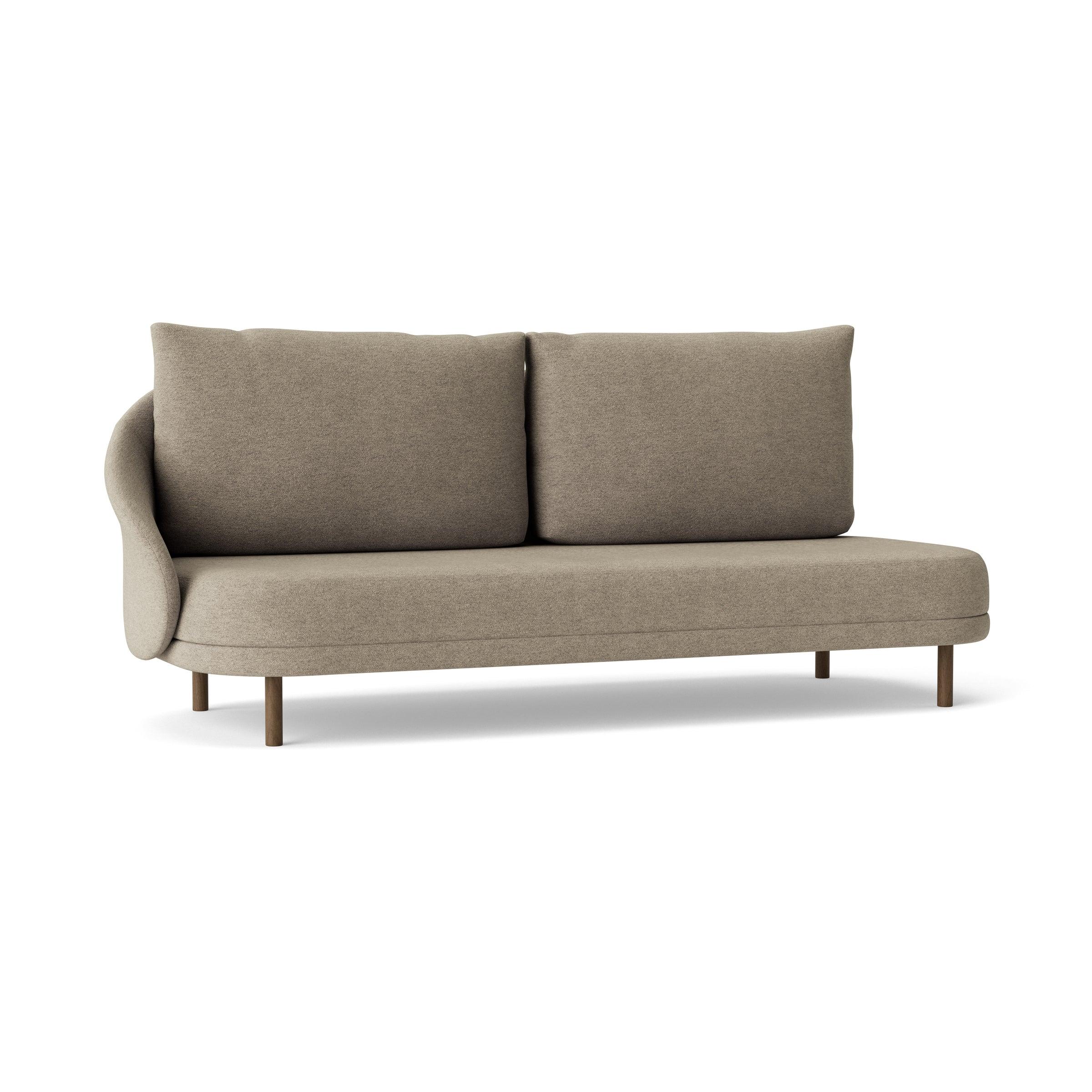 Sofa prawostronna NEW WAVE dębowy NORR11 ciemnobrązowy dębowy tkanina boucle beżowy Eye on Design
