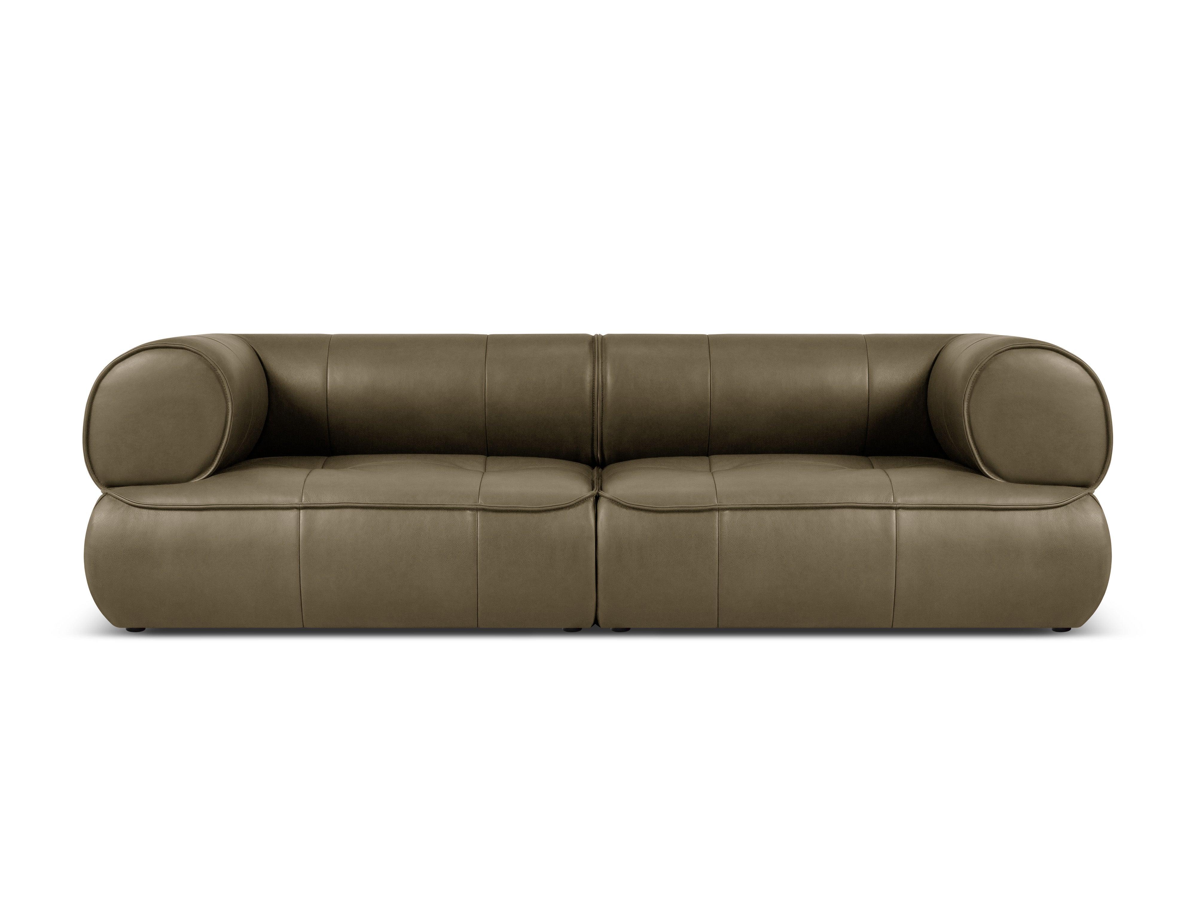 Sofa skórzana 3-osobowa LILY oliwkowy Maison Heritage Eye on Design