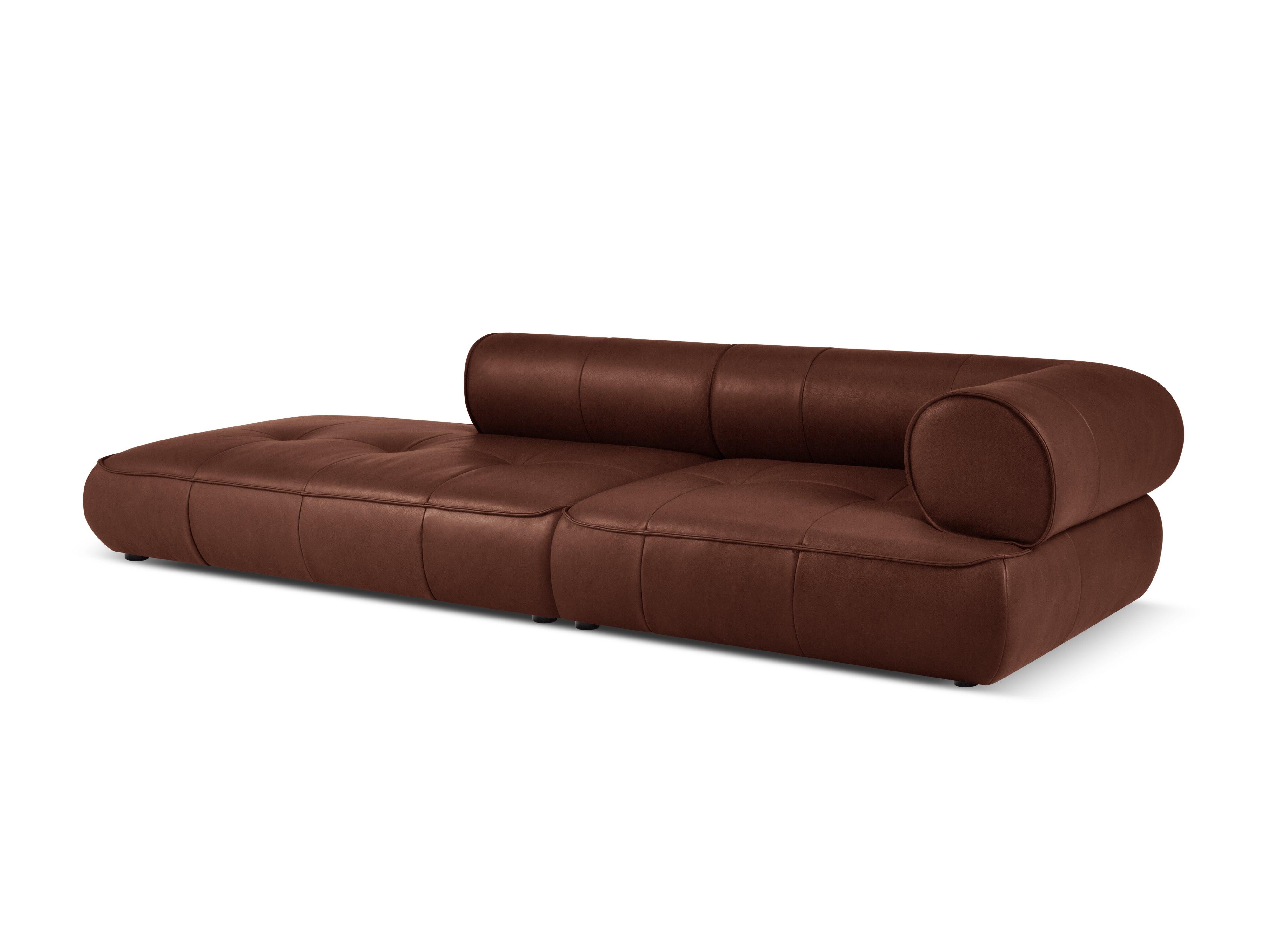 Sofa skórzana otwarta lewostronna LILY brązowy Maison Heritage Eye on Design