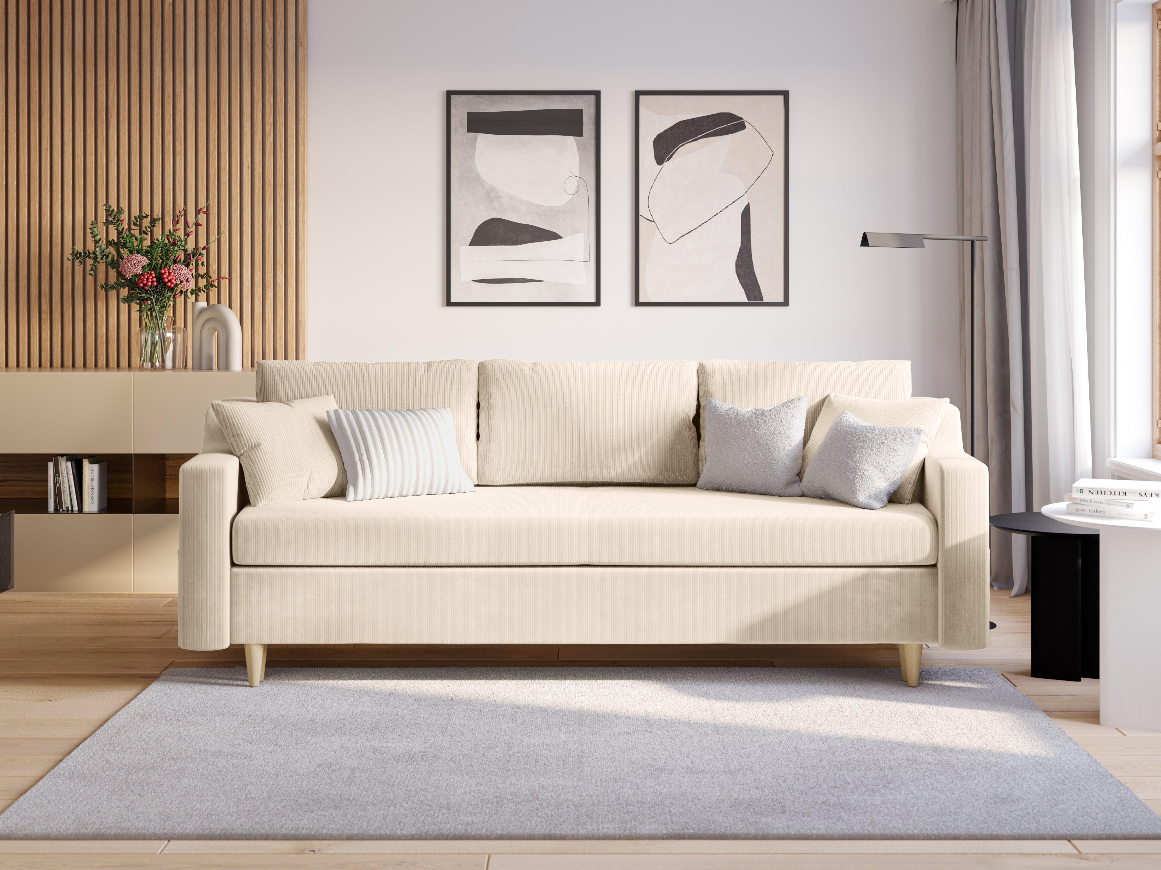 Sofa sztruksowa z funkcją spania ROSE beżowy Mazzini Sofas Eye on Design