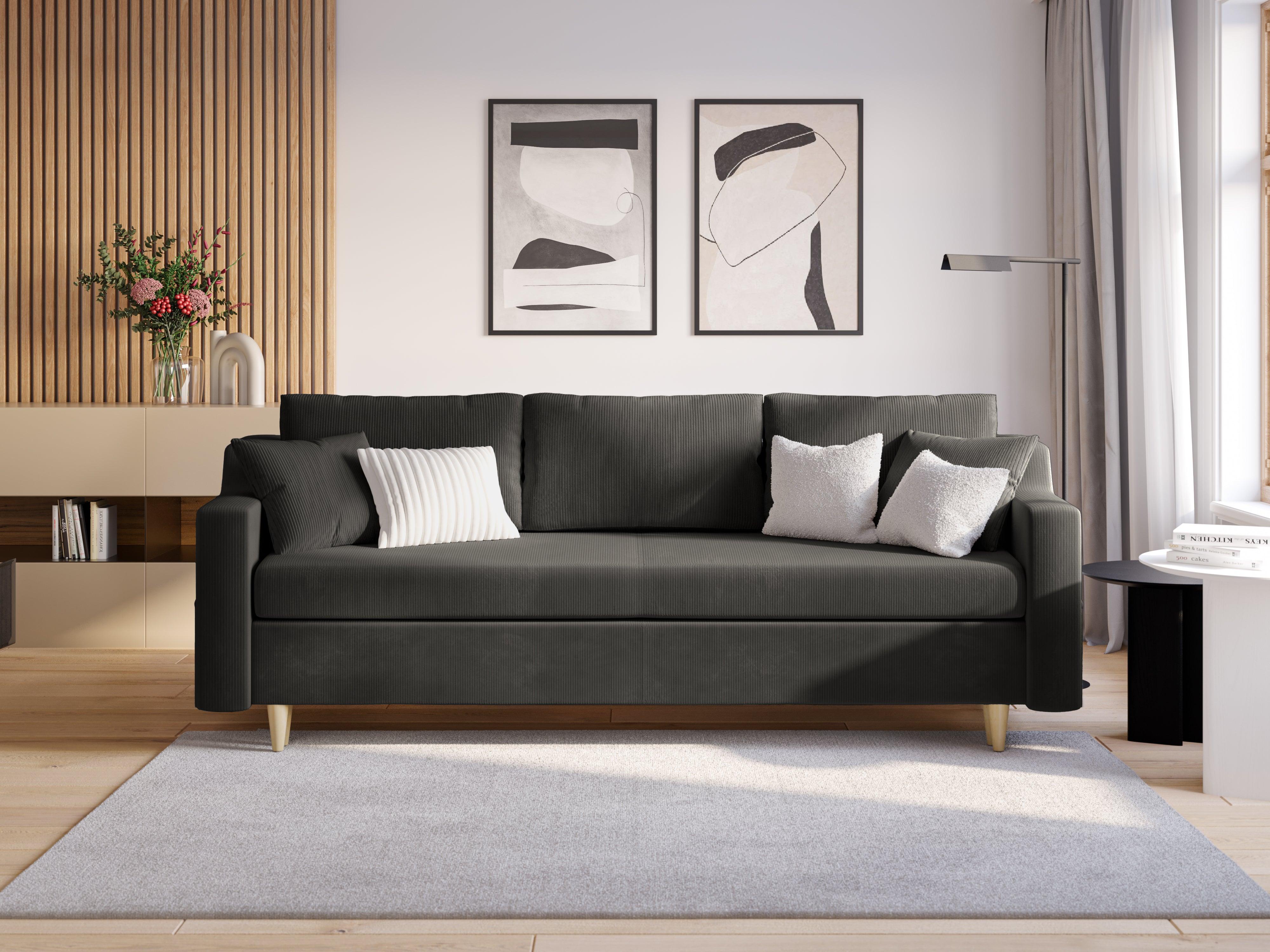 Sofa sztruksowa z funkcją spania ROSE ciemnoszary Mazzini Sofas Eye on Design