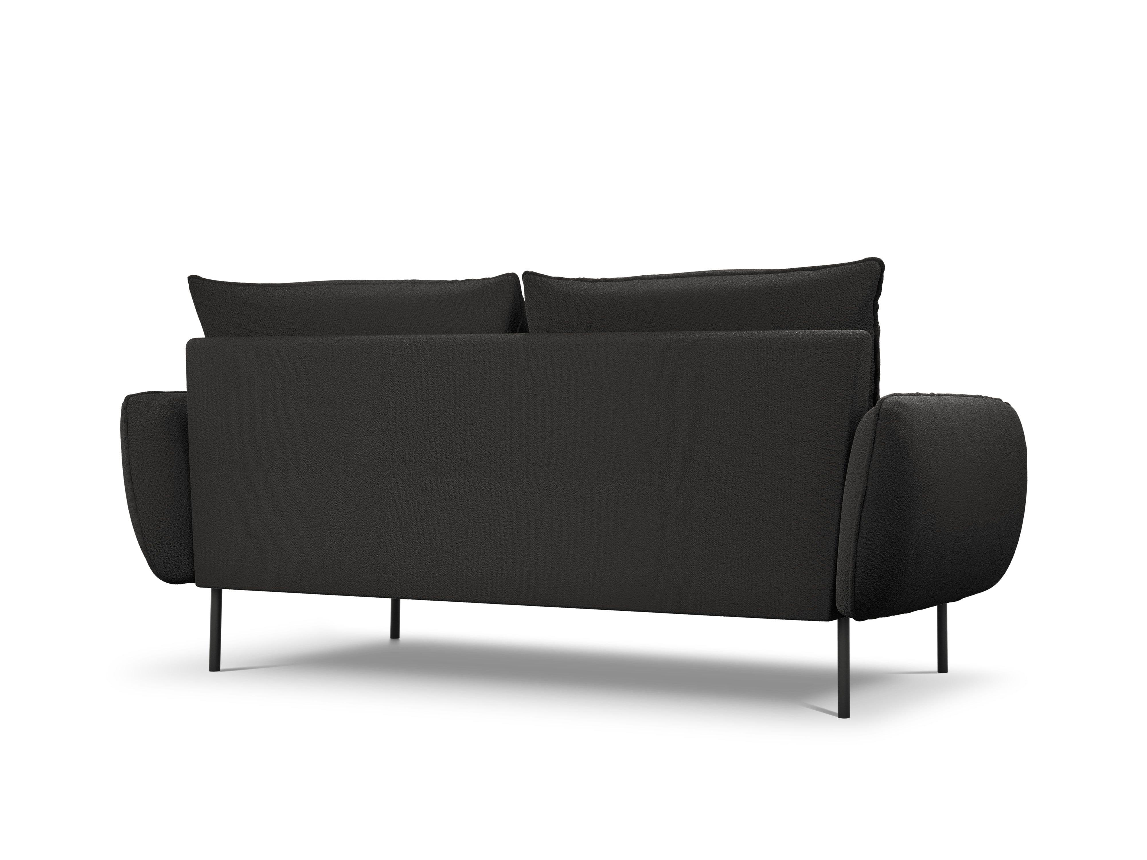 Sofa w tkaninie boucle 3-osobowa VIENNA czarny z czarną podstawą Cosmopolitan Design Eye on Design
