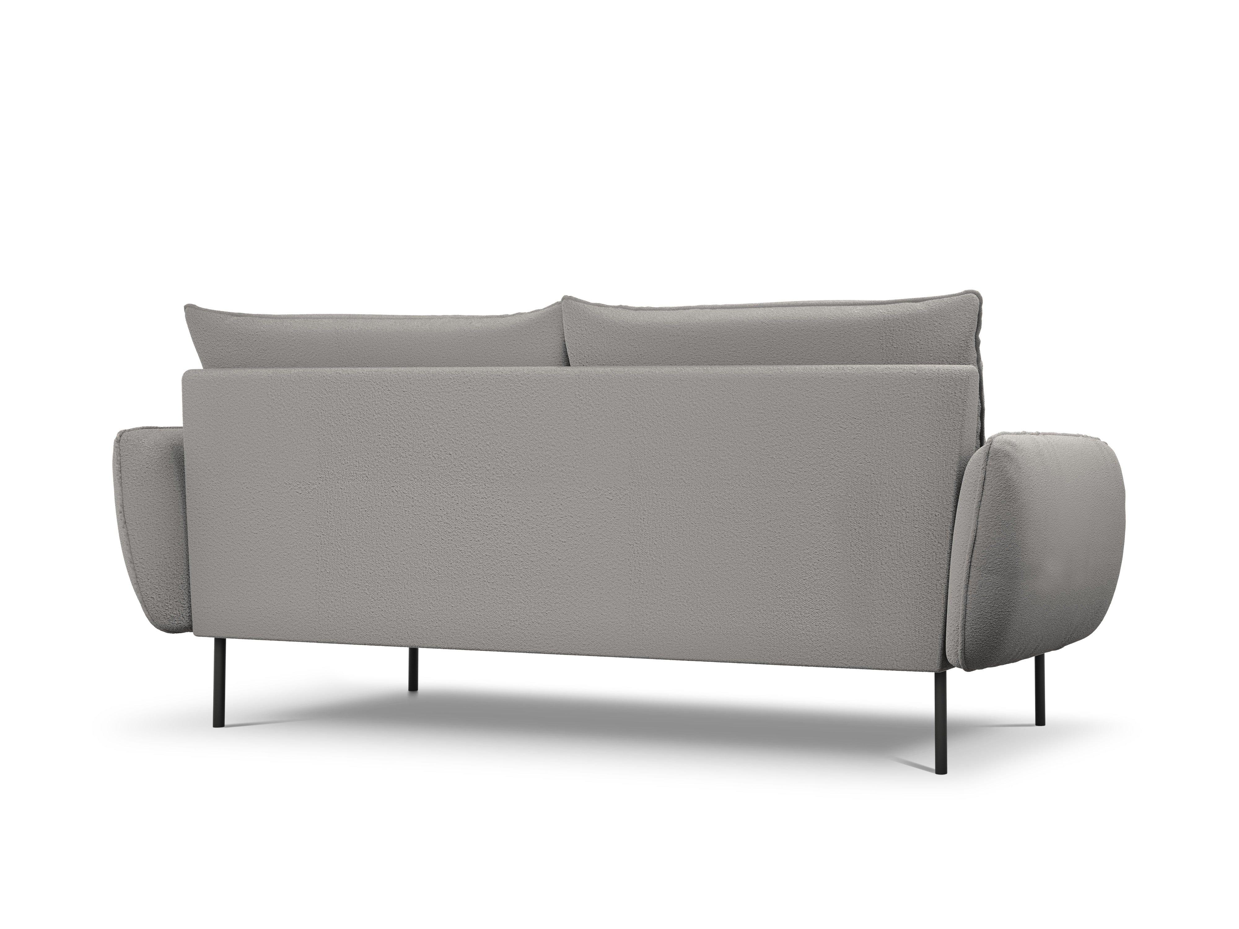 Sofa w tkaninie boucle 4-osobowa VIENNA szary z czarną podstawą Cosmopolitan Design Eye on Design