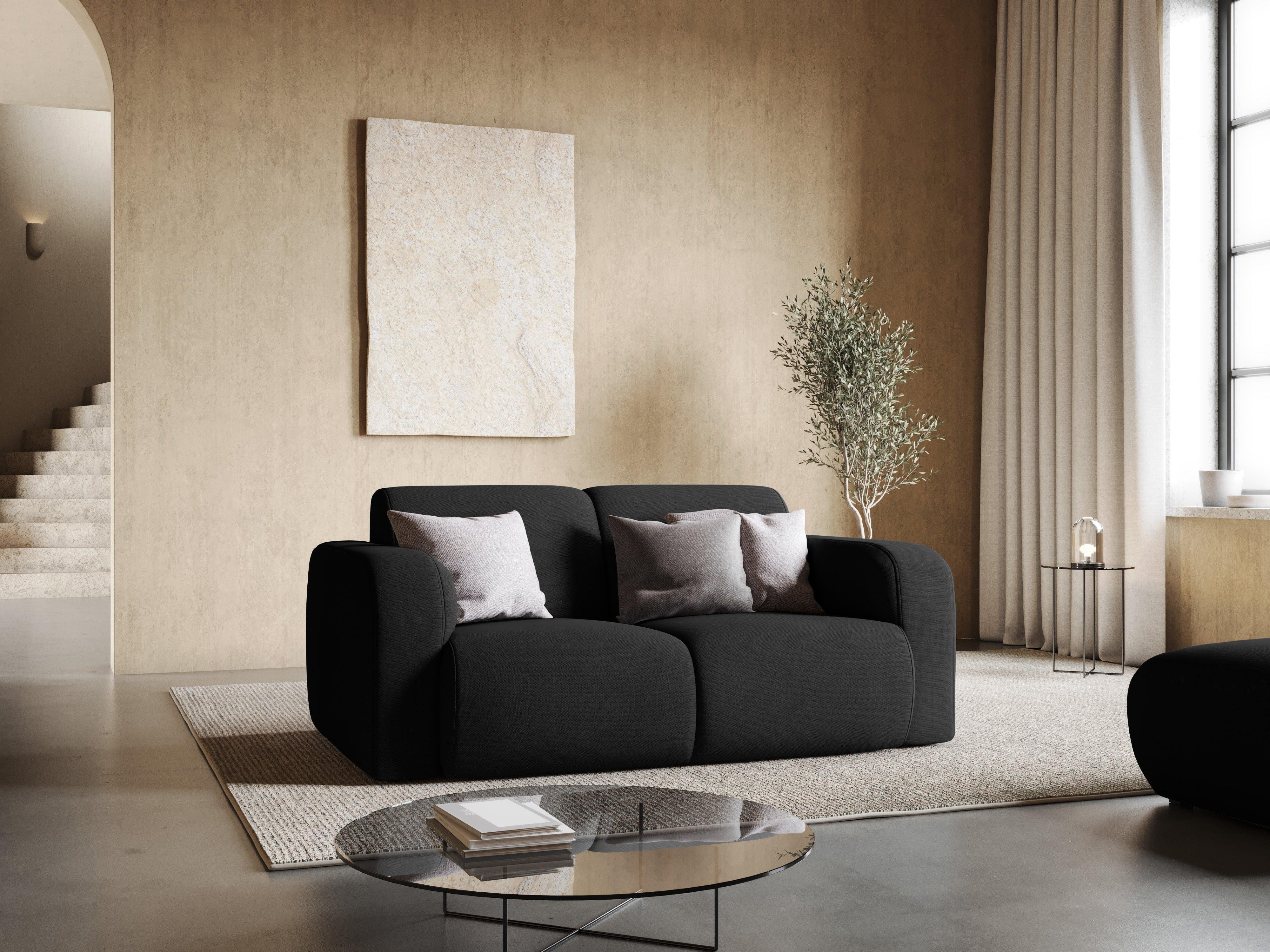 Sofa w tkaninie chenillowej 2-osobowa LOLA czarny Windsor & Co Eye on Design