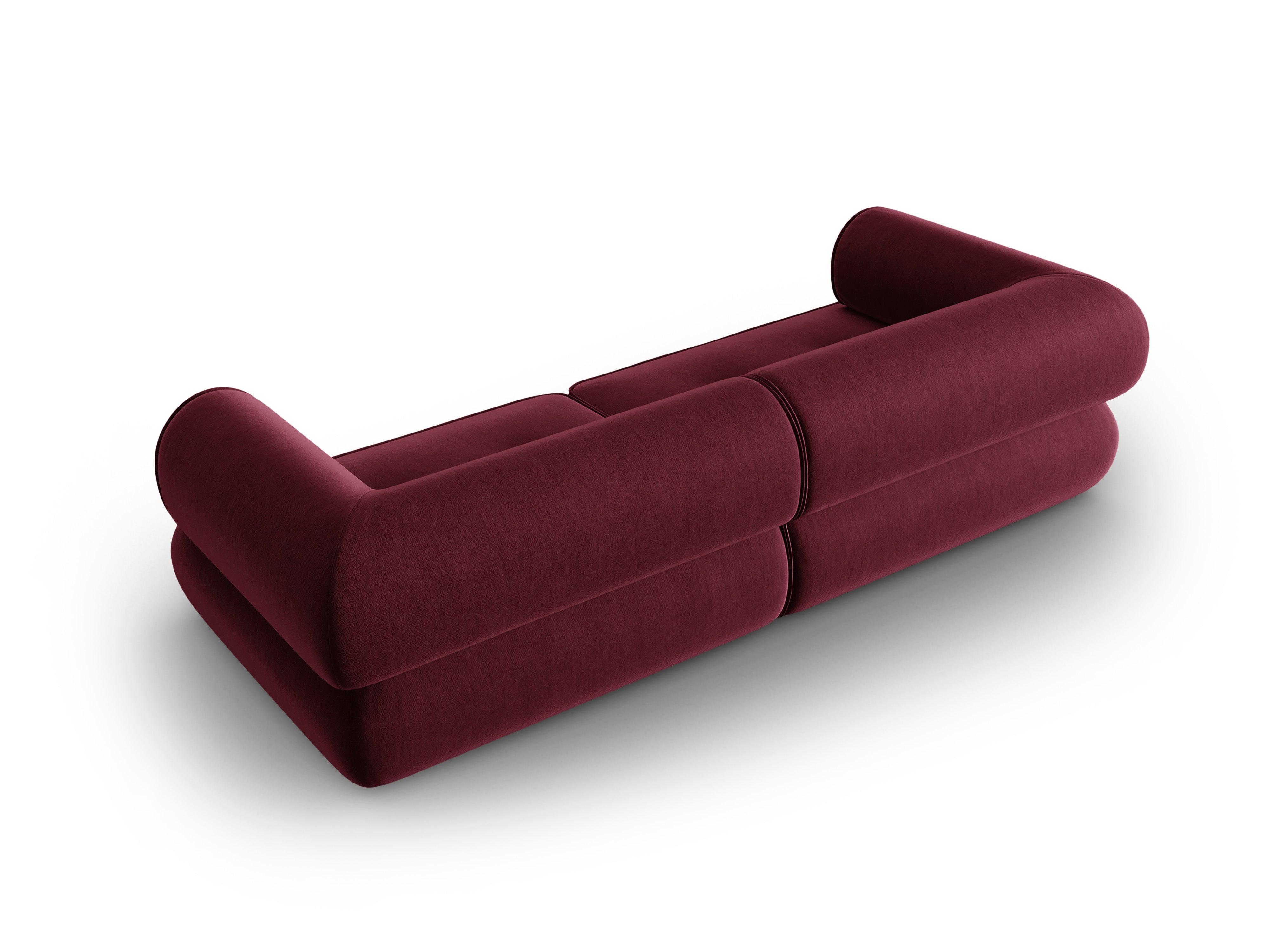 Sofa w tkaninie szenilowej 3-osobowa LILY burgundowy Maison Heritage Eye on Design