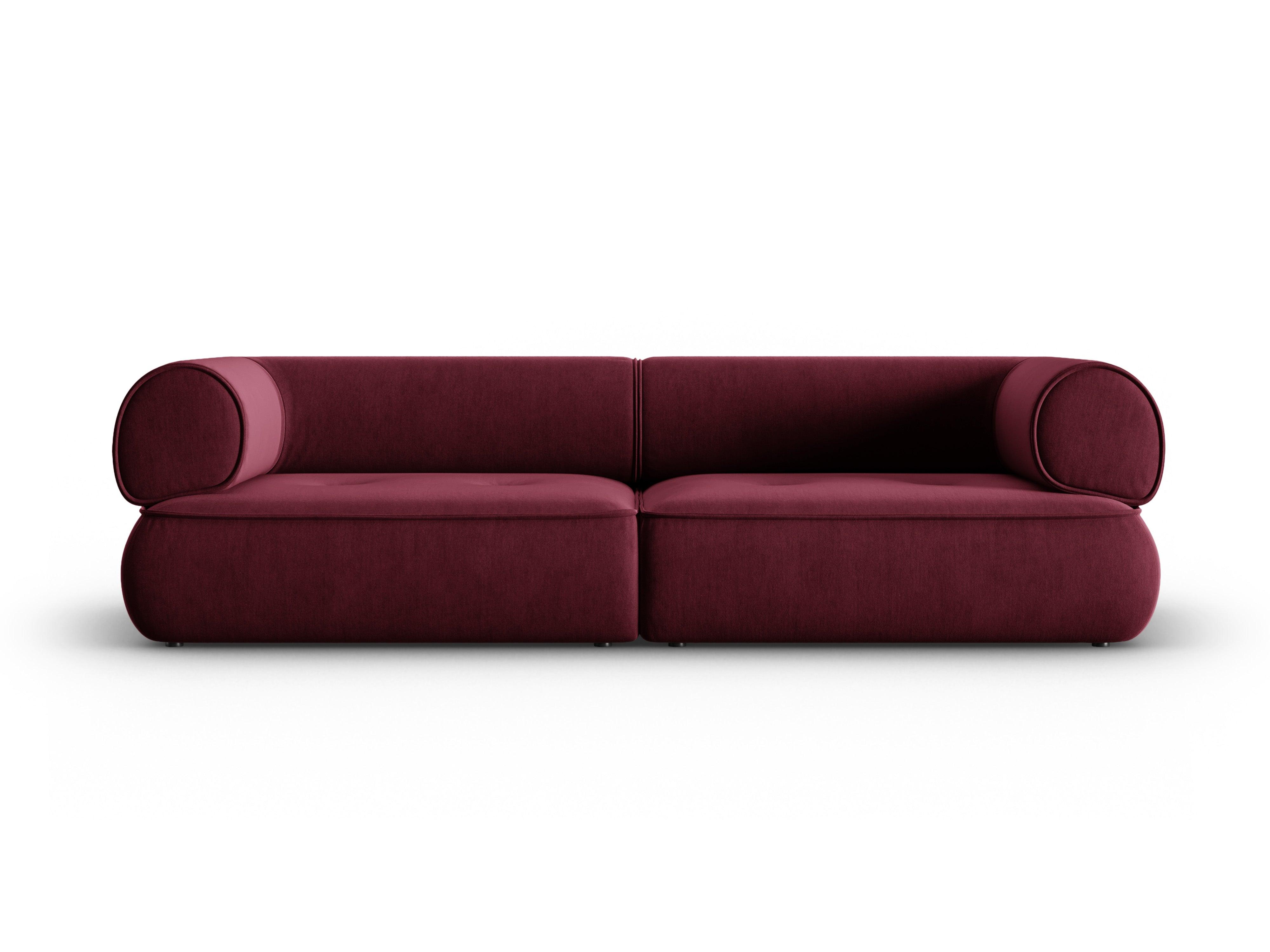 Sofa w tkaninie szenilowej 3-osobowa LILY burgundowy Maison Heritage Eye on Design