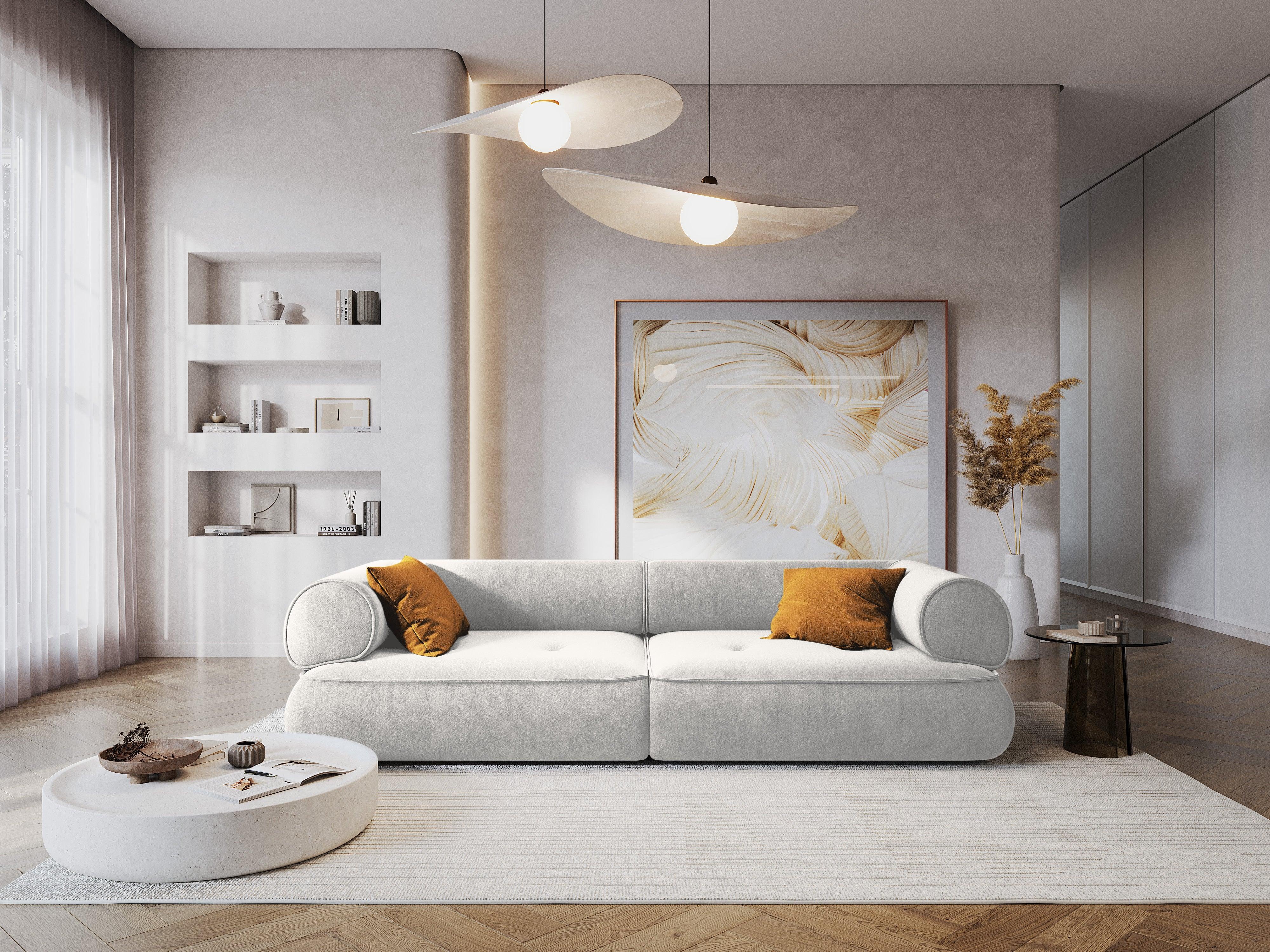 Sofa w tkaninie szenilowej 3-osobowa LILY srebrny Maison Heritage Eye on Design