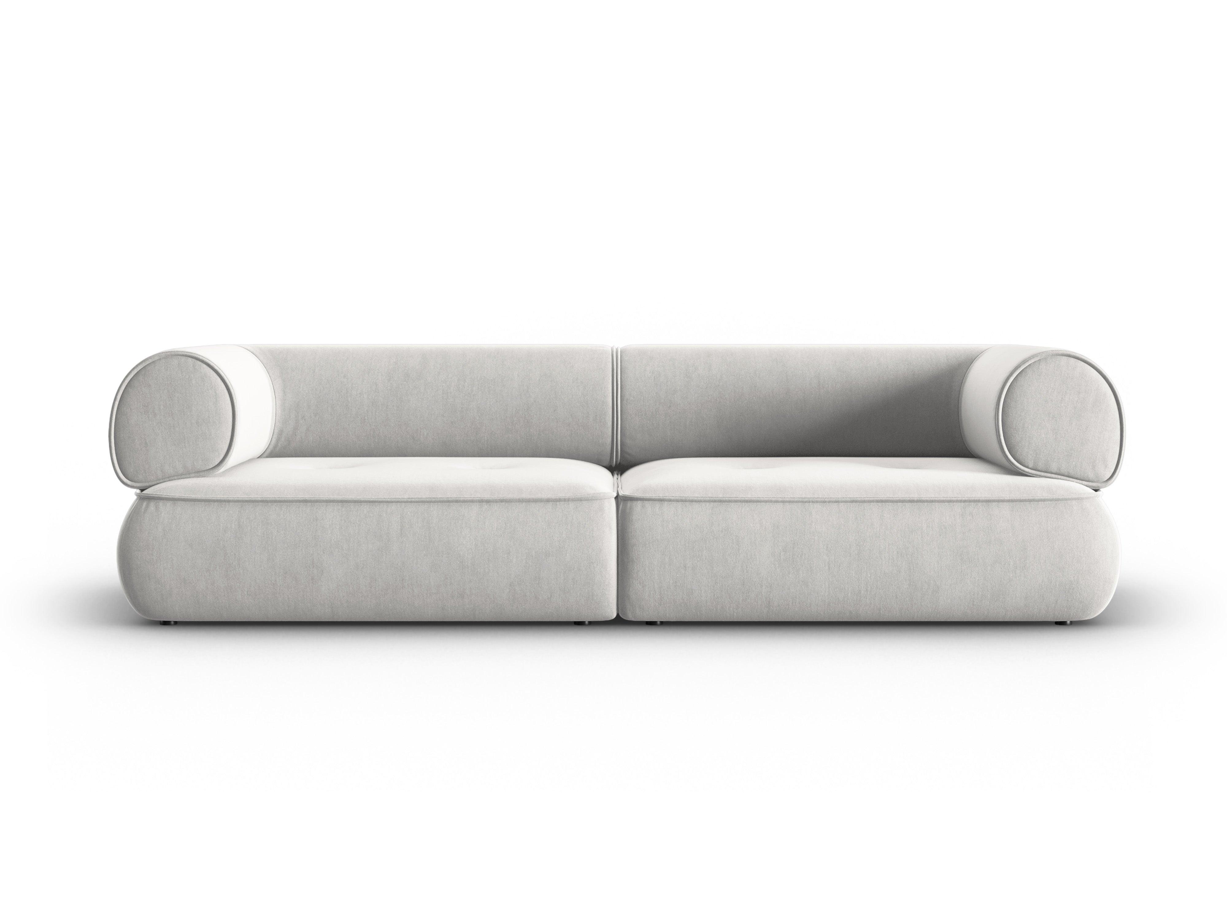 Sofa w tkaninie szenilowej 3-osobowa LILY srebrny Maison Heritage Eye on Design