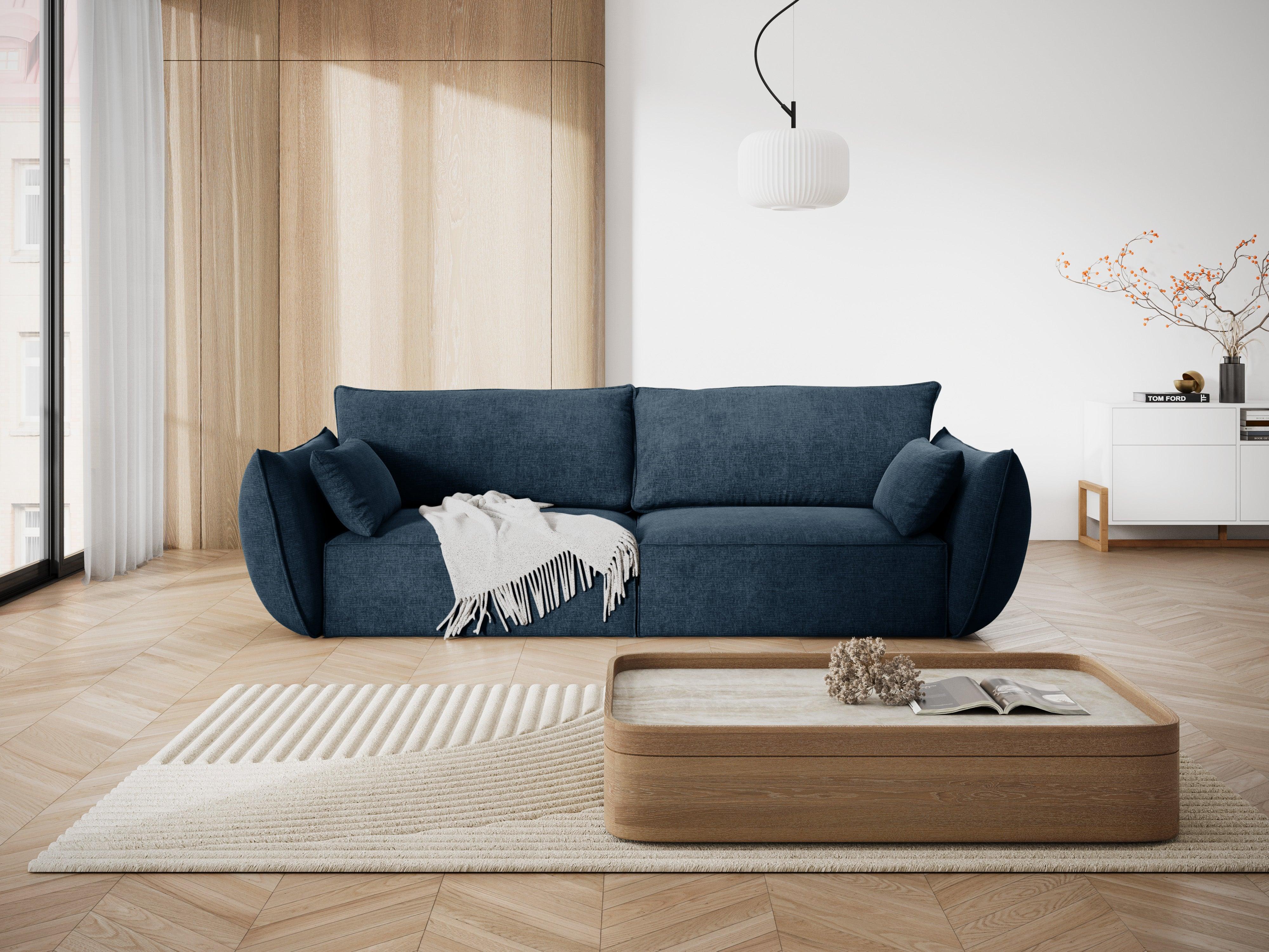 Sofa w tkaninie szenilowej 3-osobowa VANDA granat królewski Mazzini Sofas Eye on Design