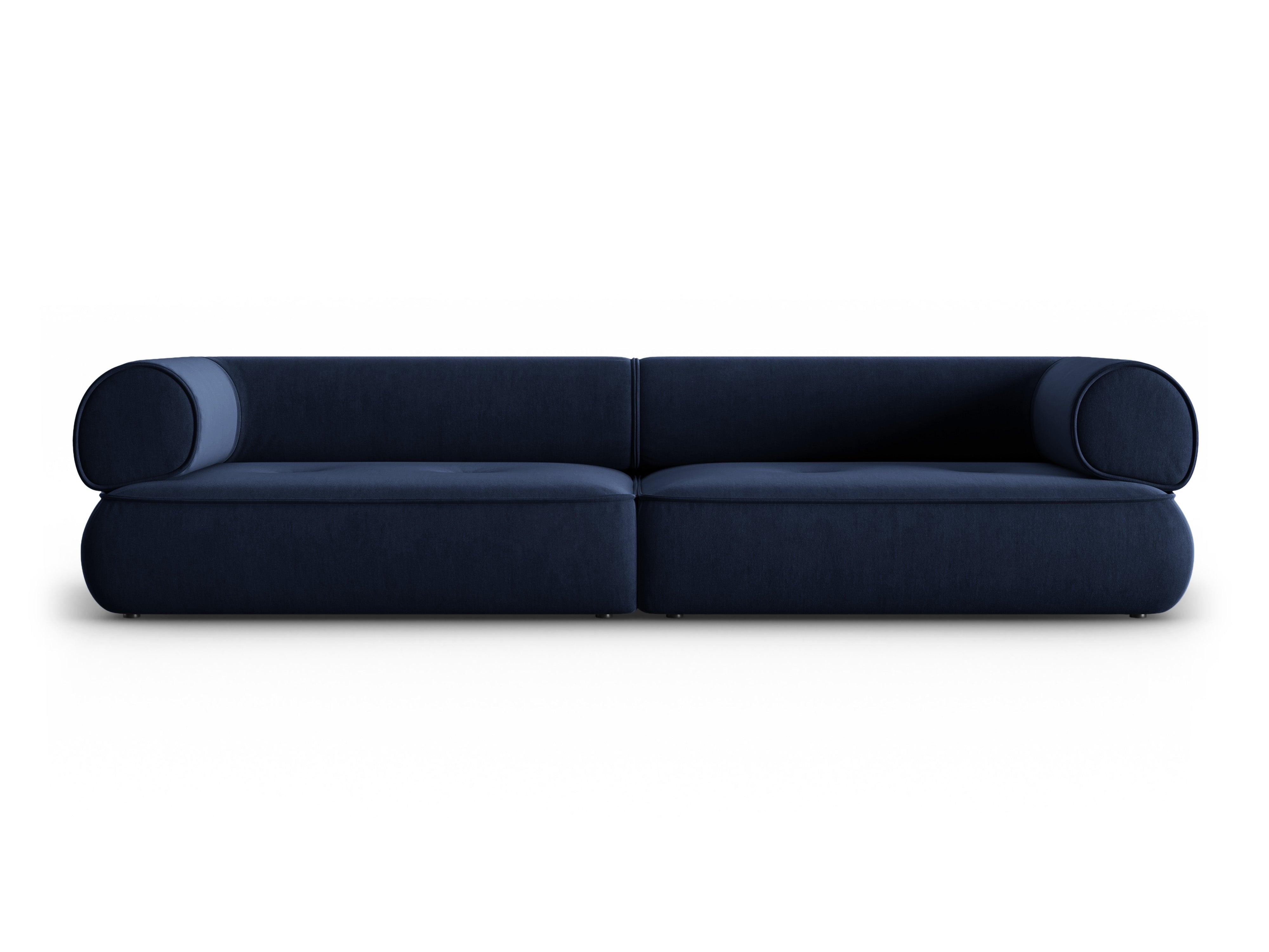 Sofa w tkaninie szenilowej 4-osobowa LILY ciemnoniebieski Maison Heritage Eye on Design