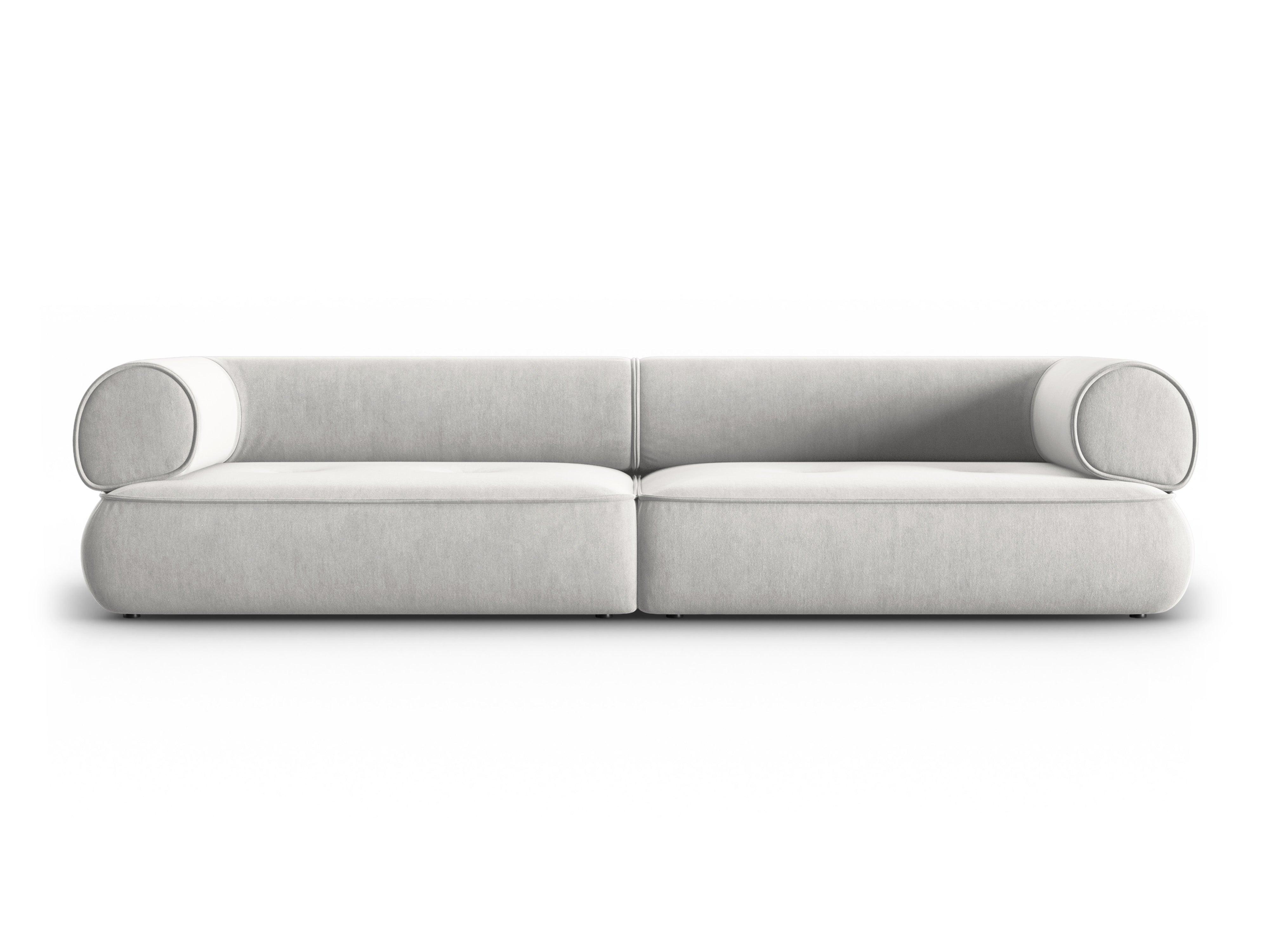 Sofa w tkaninie szenilowej 4-osobowa LILY srebrny Maison Heritage Eye on Design