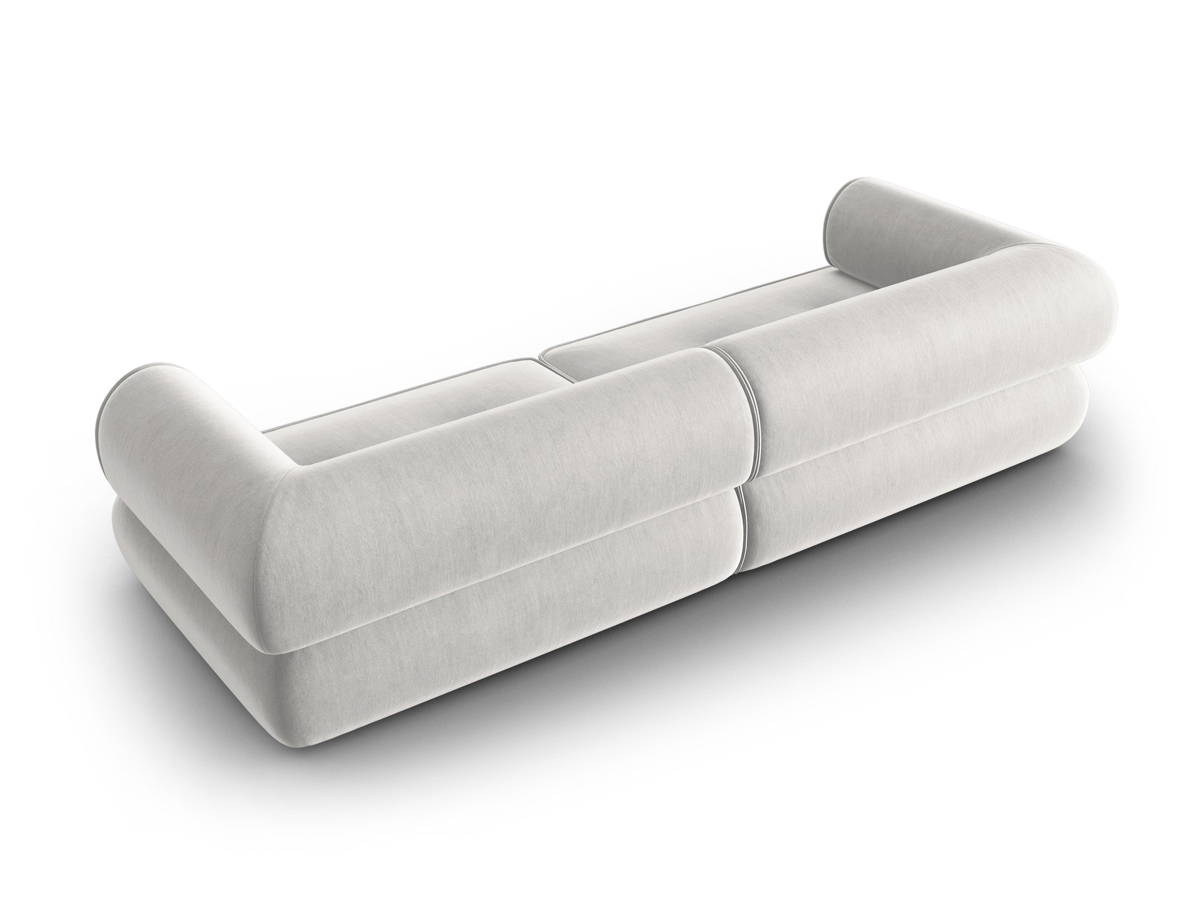 Sofa w tkaninie szenilowej 4-osobowa LILY srebrny Maison Heritage Eye on Design