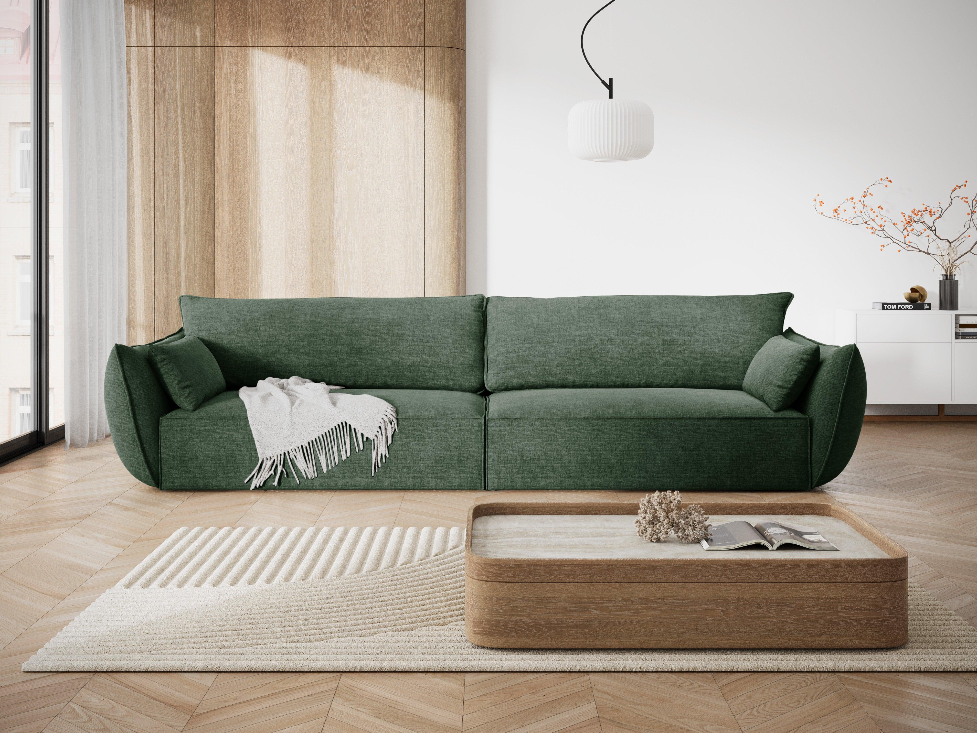 Sofa w tkaninie szenilowej 4-osobowa VANDA butelkowa zieleń Mazzini Sofas Eye on Design