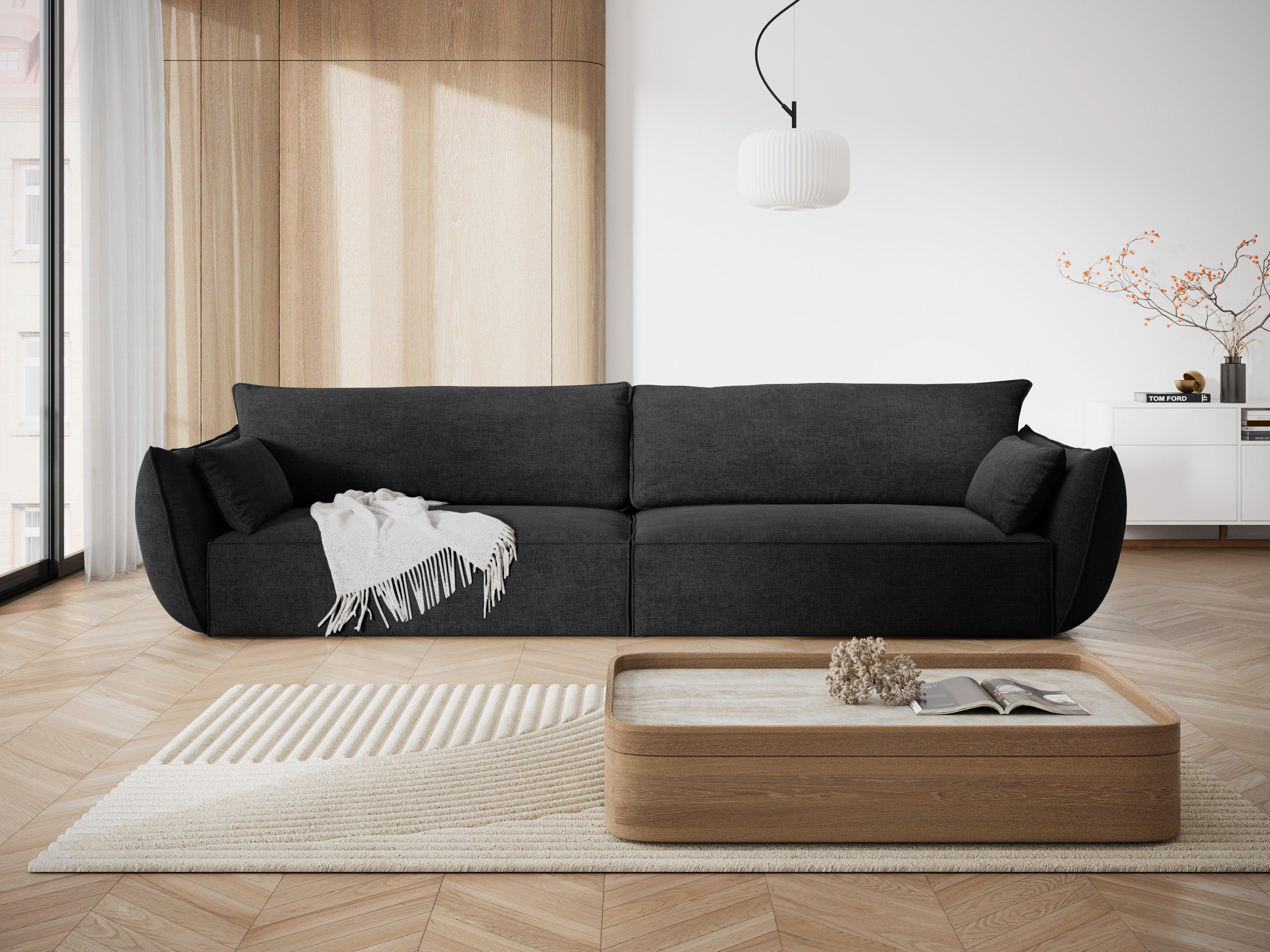 Sofa w tkaninie szenilowej 4-osobowa VANDA czarny Mazzini Sofas Eye on Design