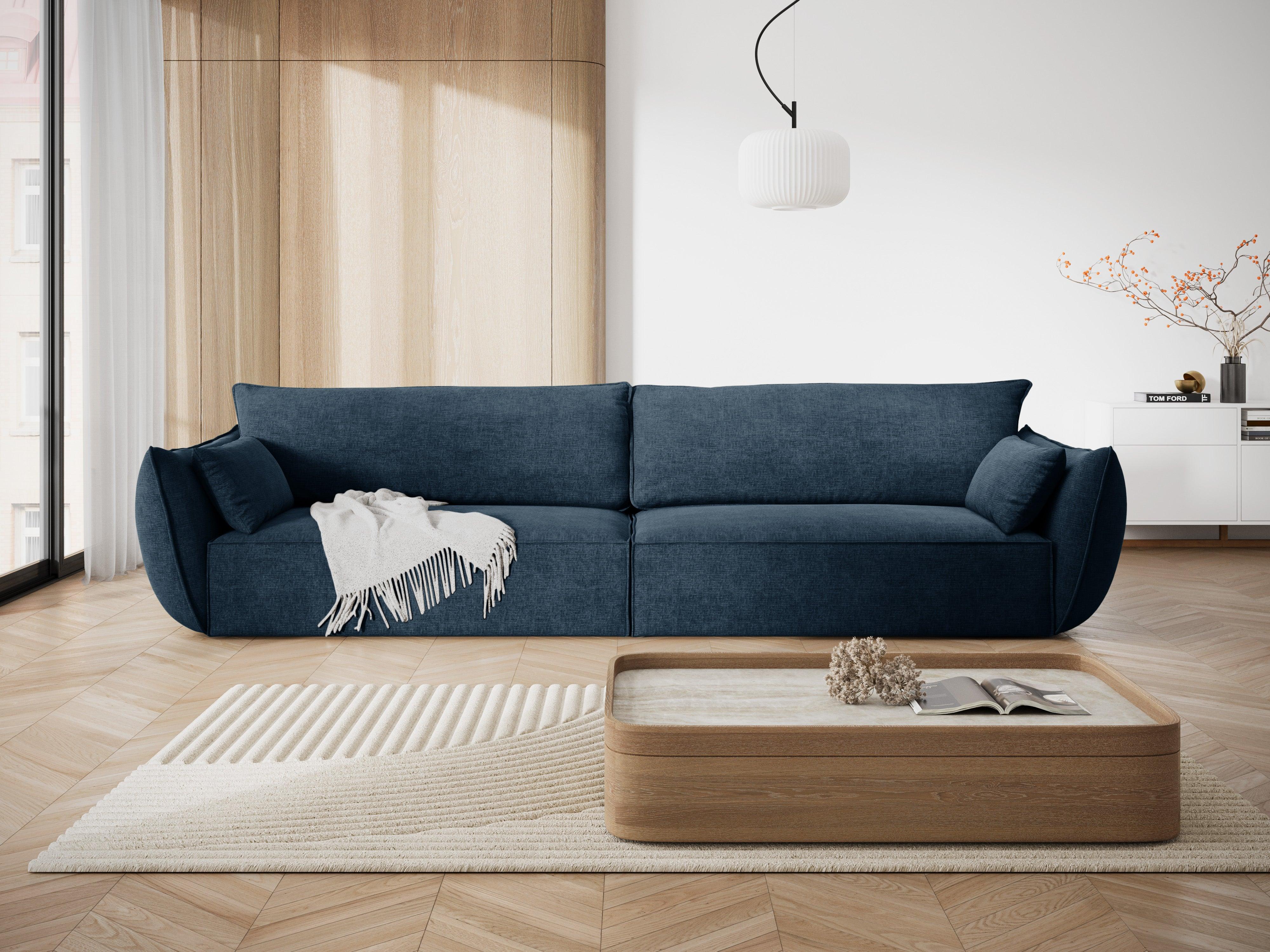 Sofa w tkaninie szenilowej 4-osobowa VANDA granat królewski Mazzini Sofas Eye on Design