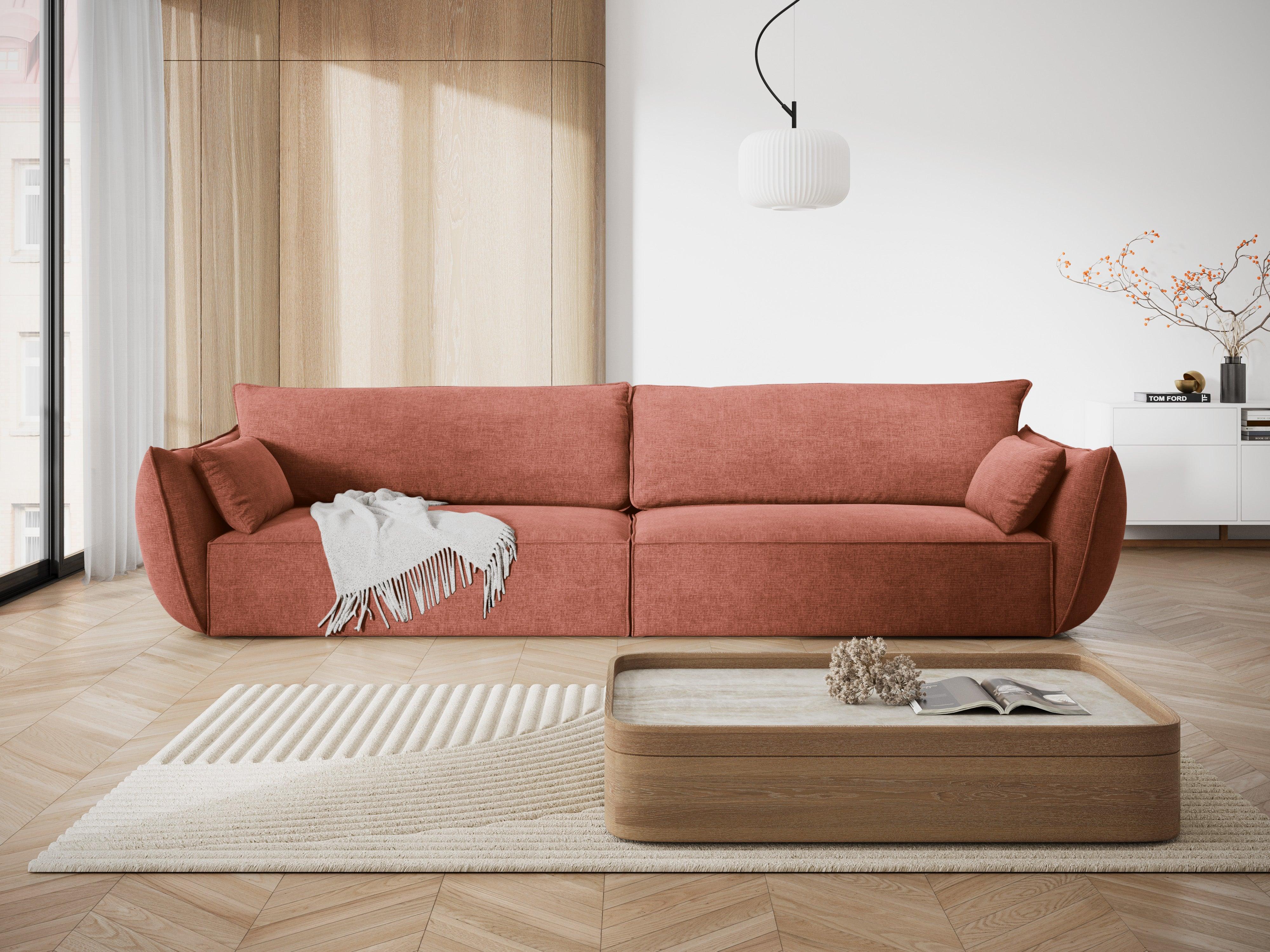 Sofa w tkaninie szenilowej 4-osobowa VANDA terracotta Mazzini Sofas Eye on Design