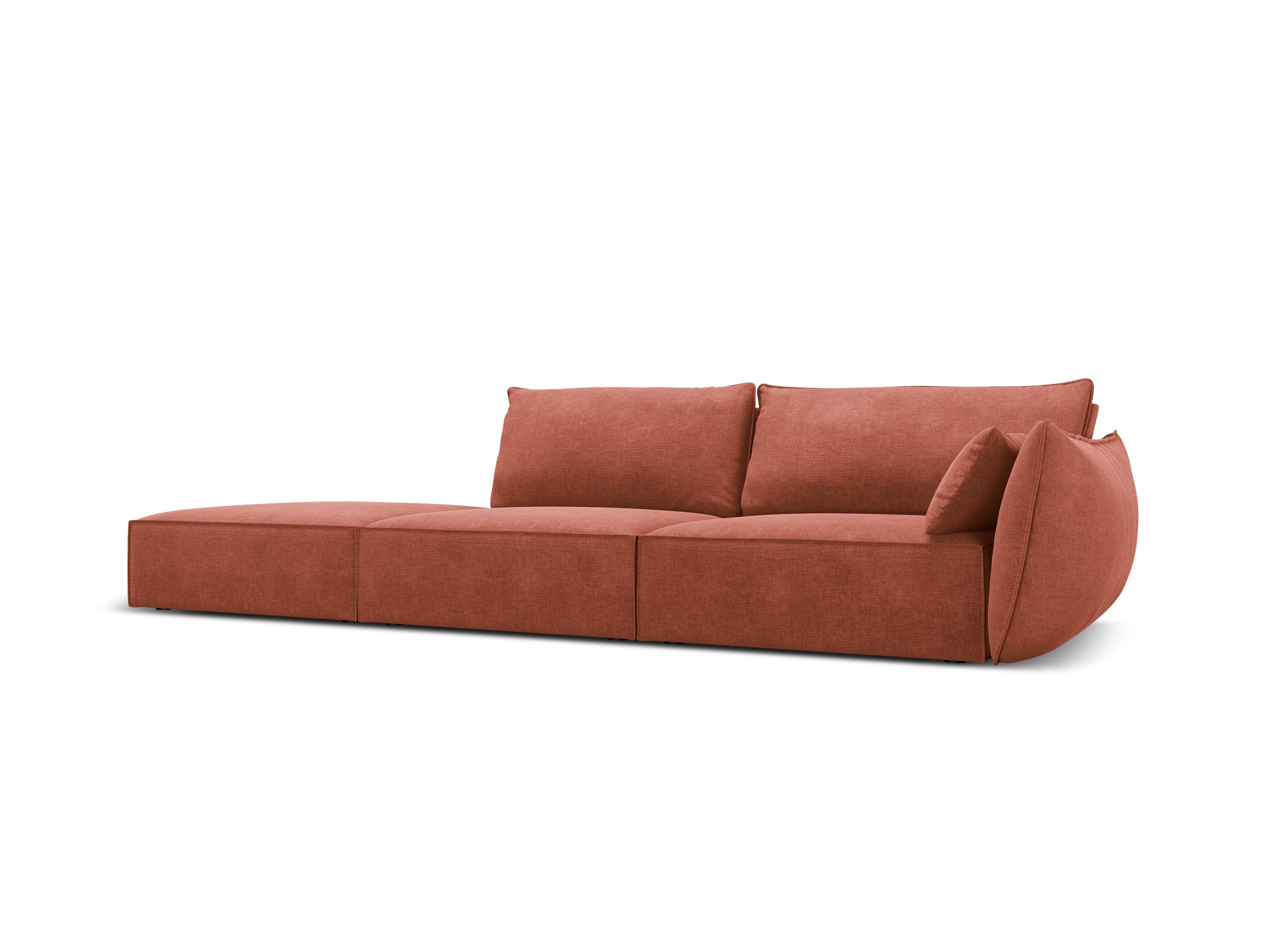 Sofa w tkaninie szenilowej lewostronna otwarta VANDA terracotta Mazzini Sofas Eye on Design