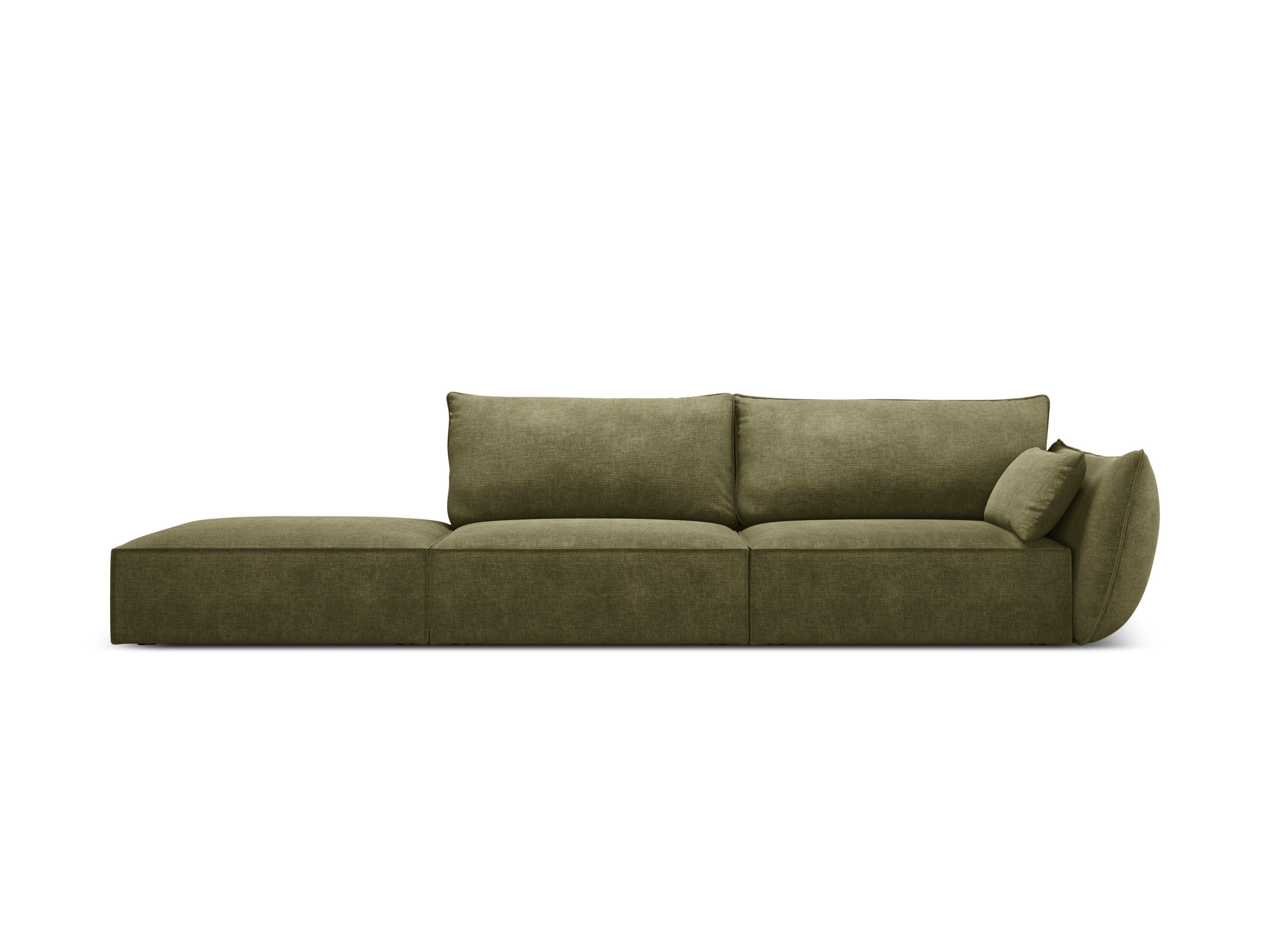 Sofa w tkaninie szenilowej lewostronna otwarta VANDA zielony Mazzini Sofas Eye on Design