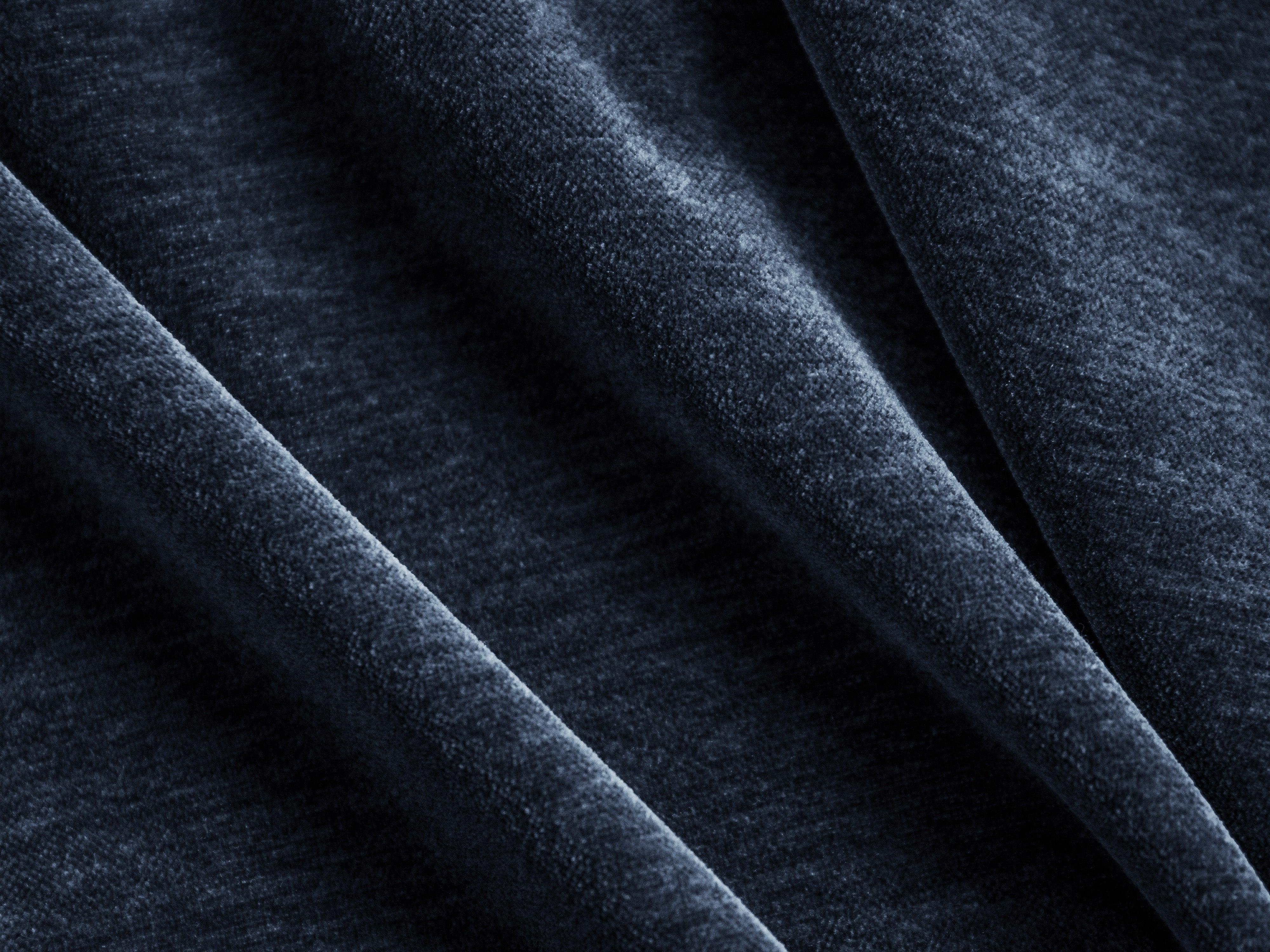 Sofa w tkaninie szenilowej otwarta lewostronna LILY ciemnoniebieski Maison Heritage Eye on Design