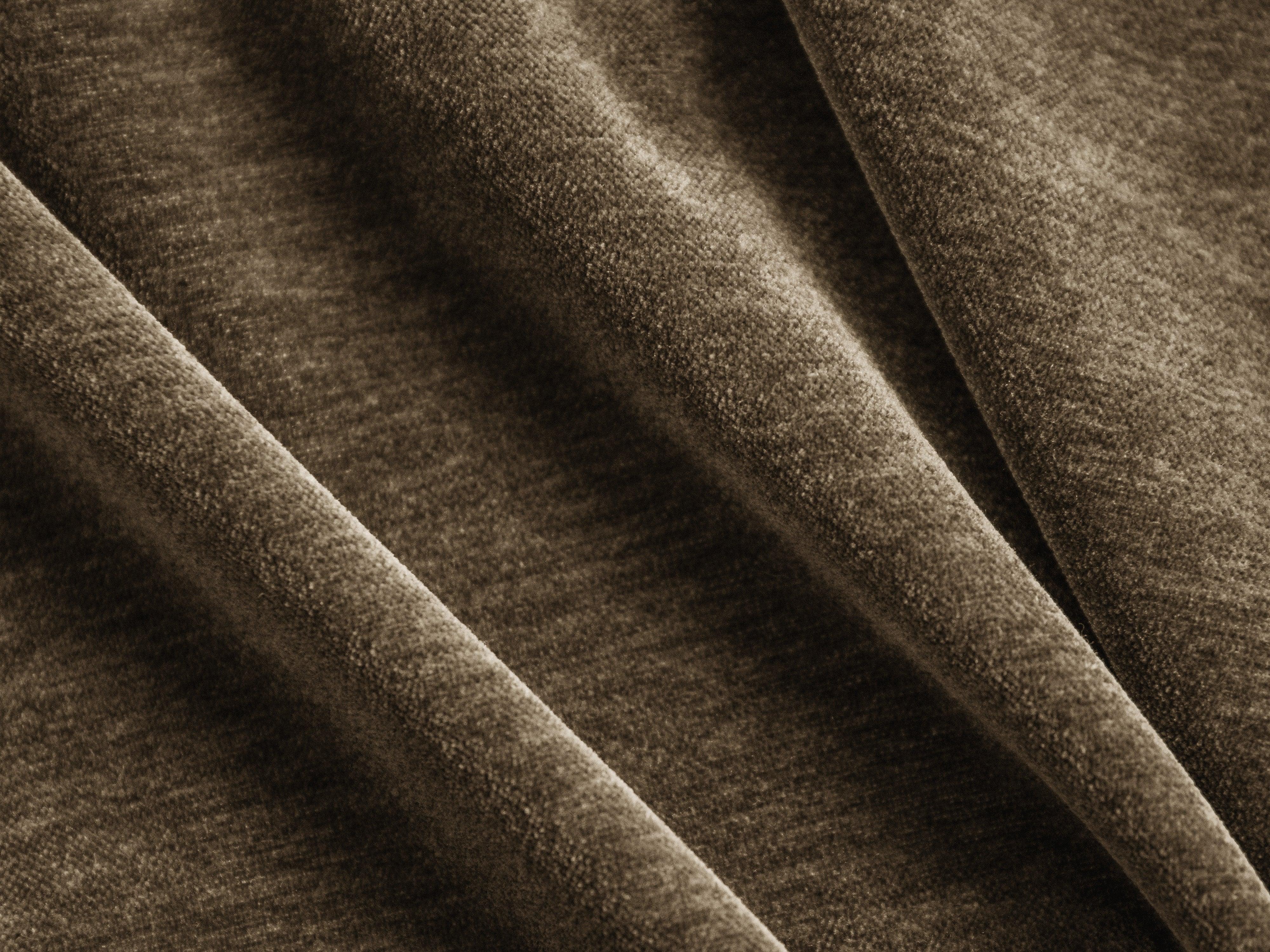 Sofa w tkaninie szenilowej otwarta lewostronna LILY szarobrązowy Maison Heritage Eye on Design