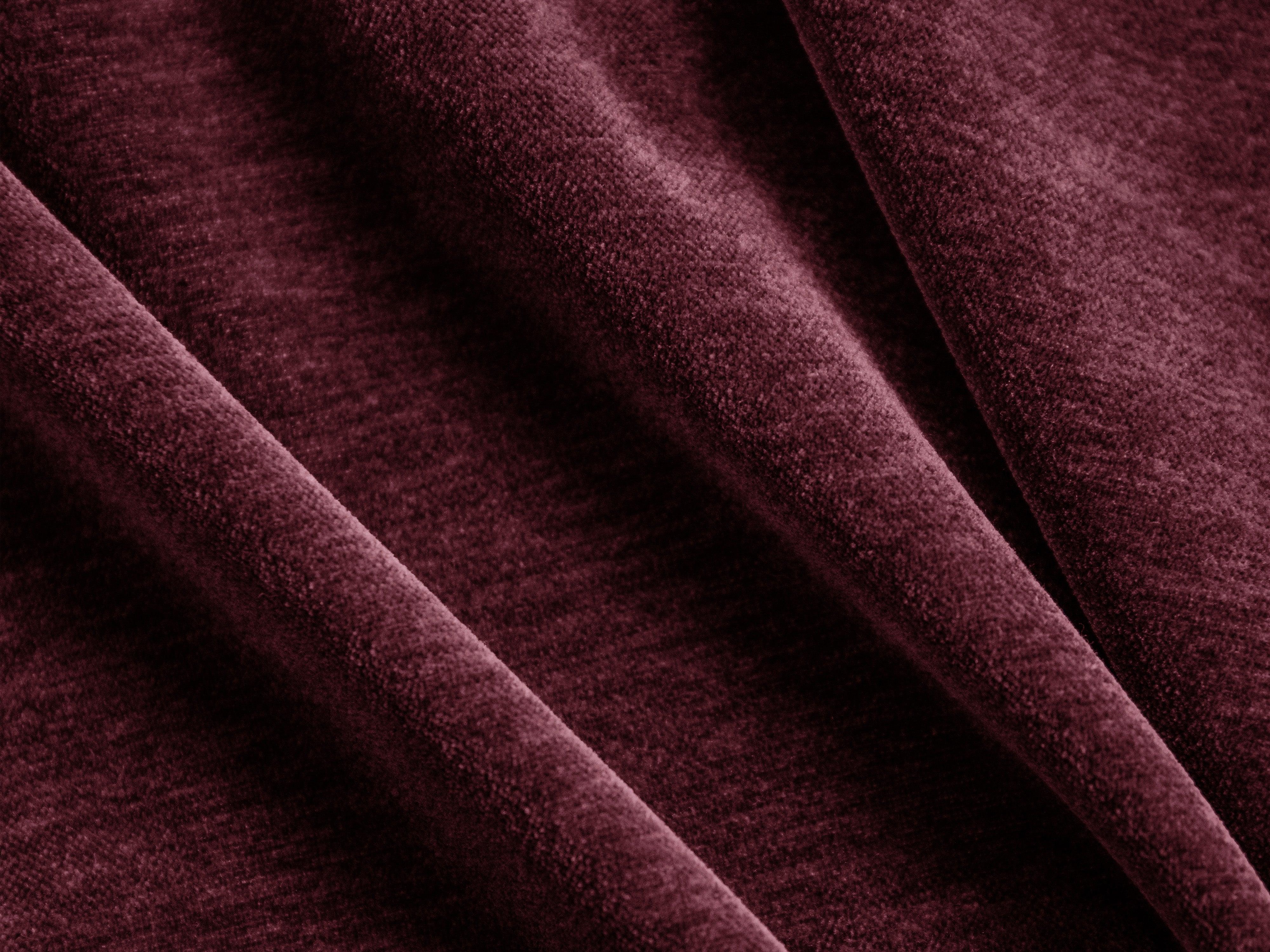 Sofa w tkaninie szenilowej otwarta prawostronna LILY burgundowy Maison Heritage Eye on Design