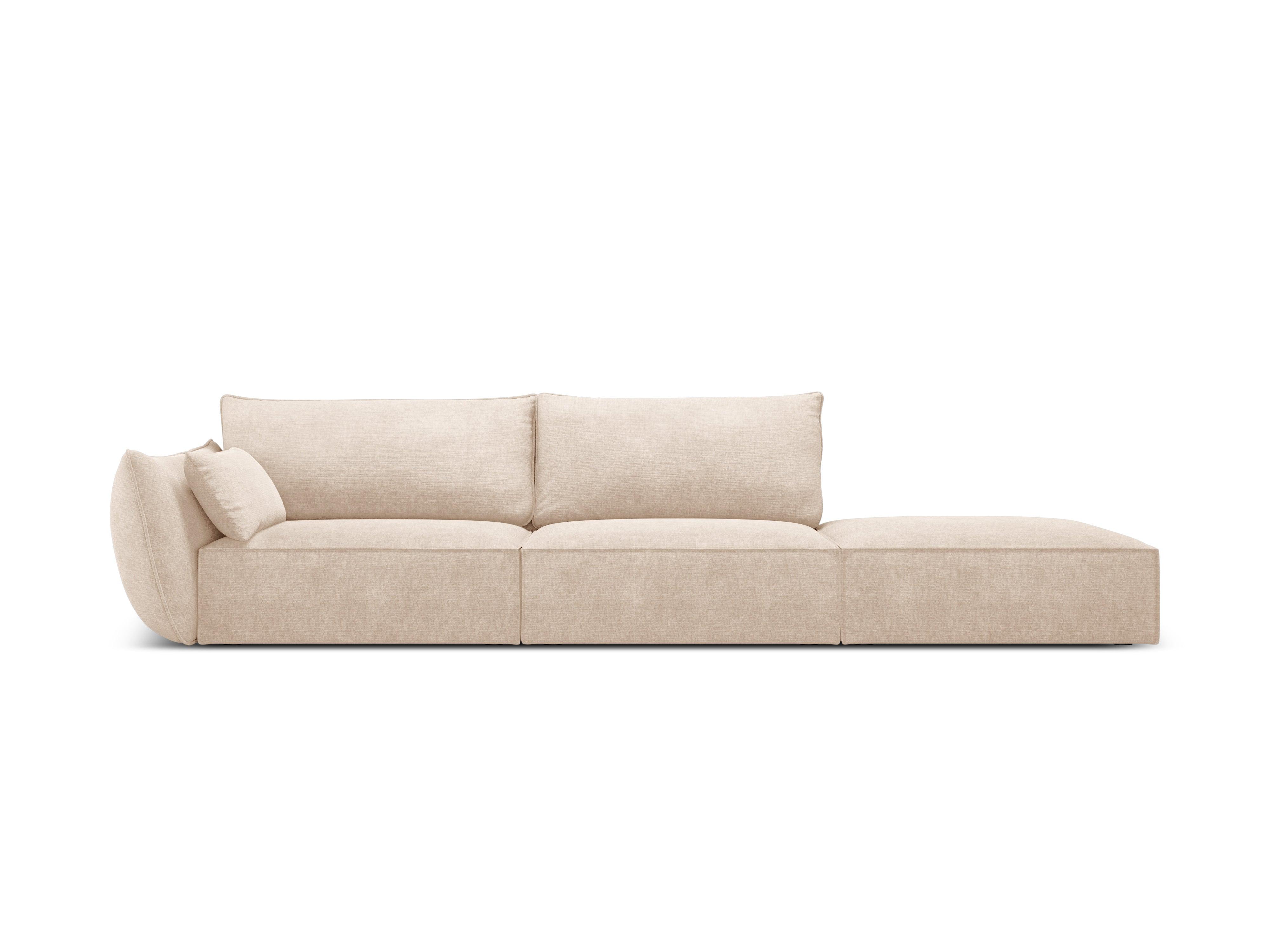 Sofa w tkaninie szenilowej prawostronna otwarta VANDA beżowy Mazzini Sofas Eye on Design