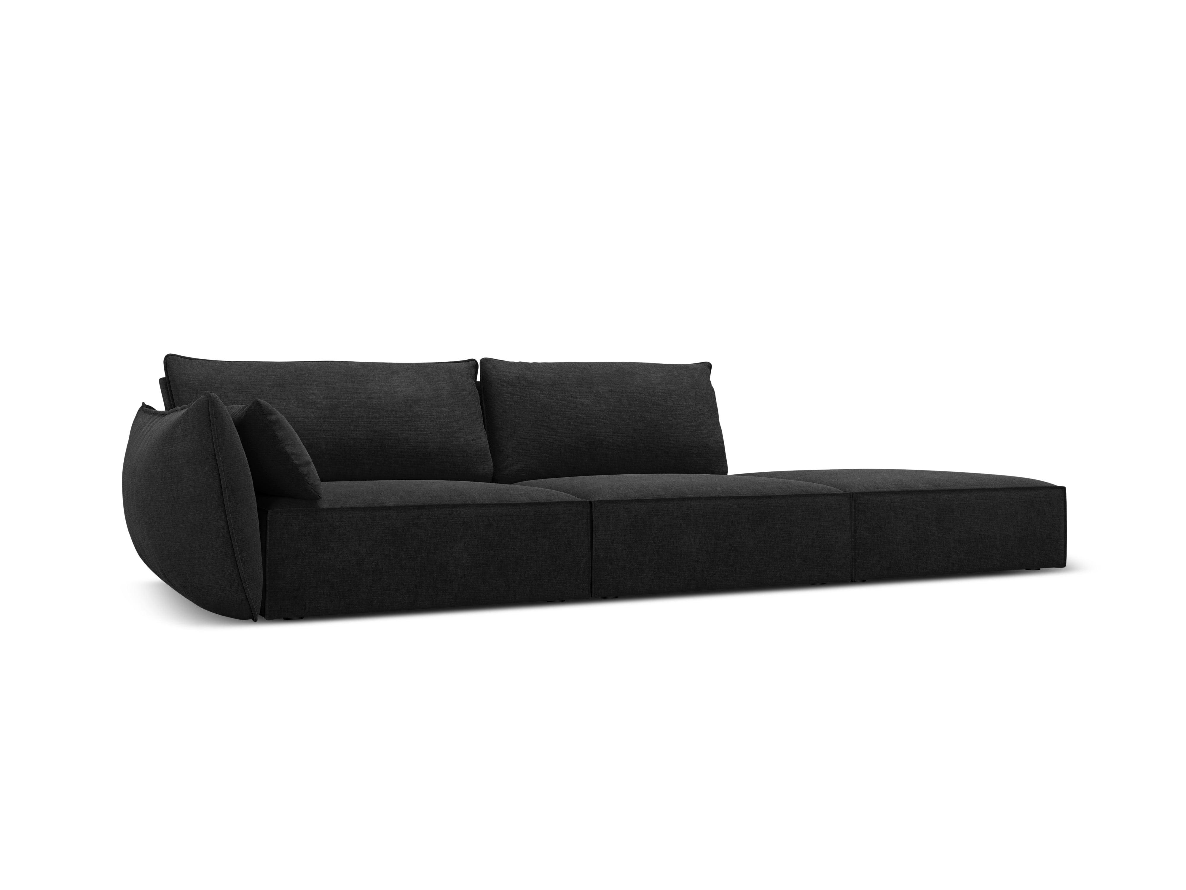 Sofa w tkaninie szenilowej prawostronna otwarta VANDA czarny Mazzini Sofas Eye on Design