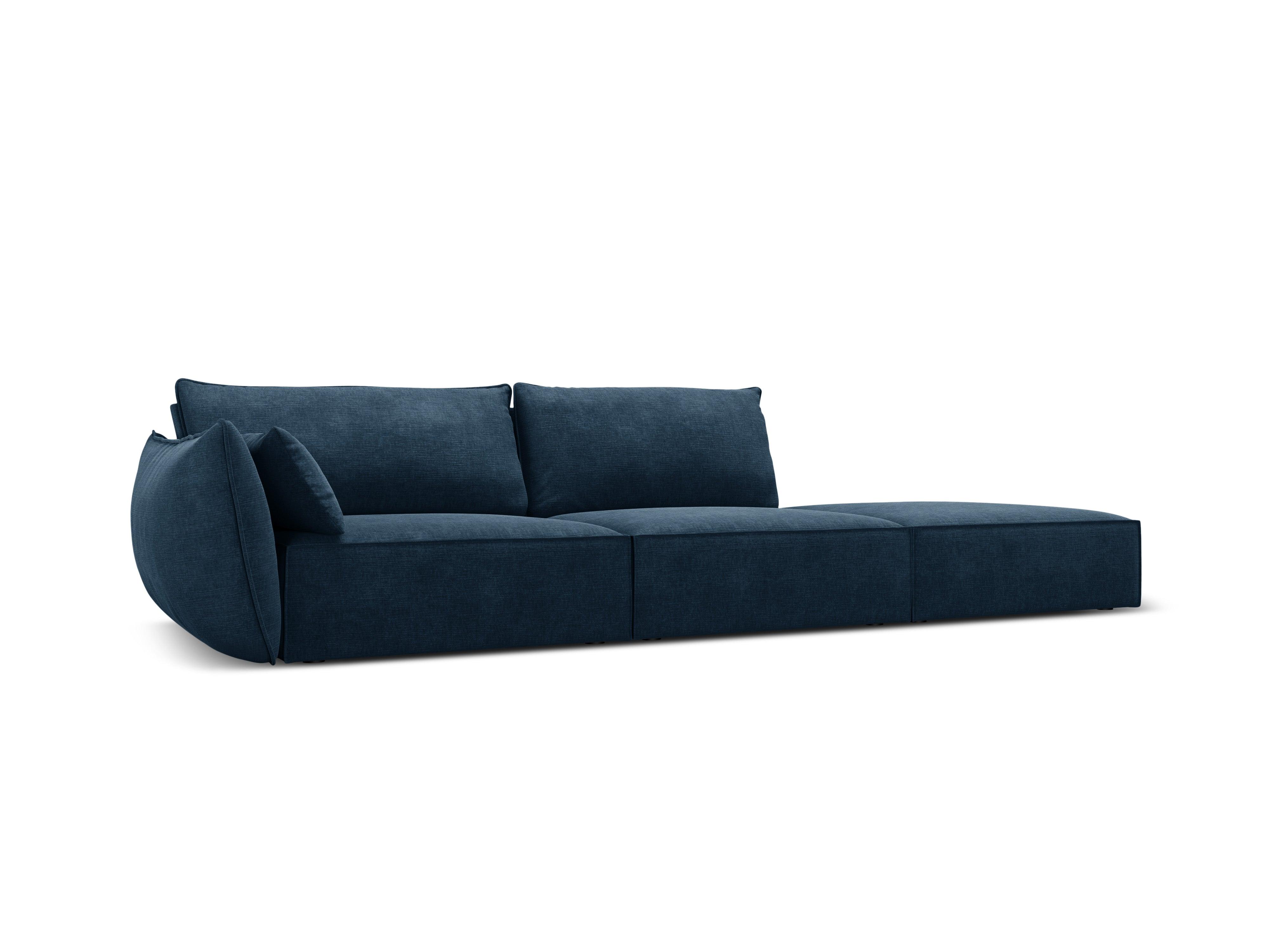 Sofa w tkaninie szenilowej prawostronna otwarta VANDA granat królewski Mazzini Sofas Eye on Design