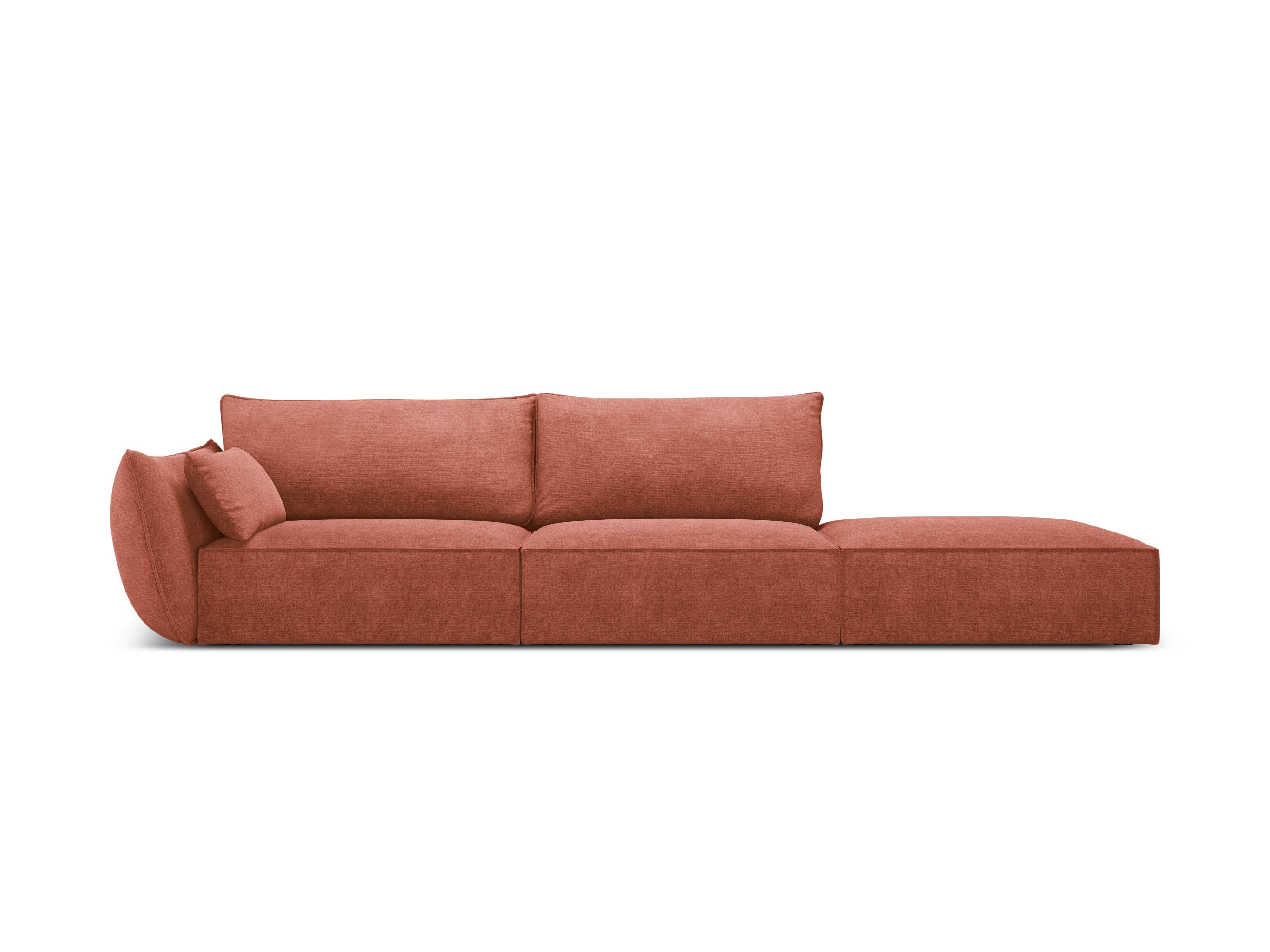 Sofa w tkaninie szenilowej prawostronna otwarta VANDA terracotta Mazzini Sofas Eye on Design