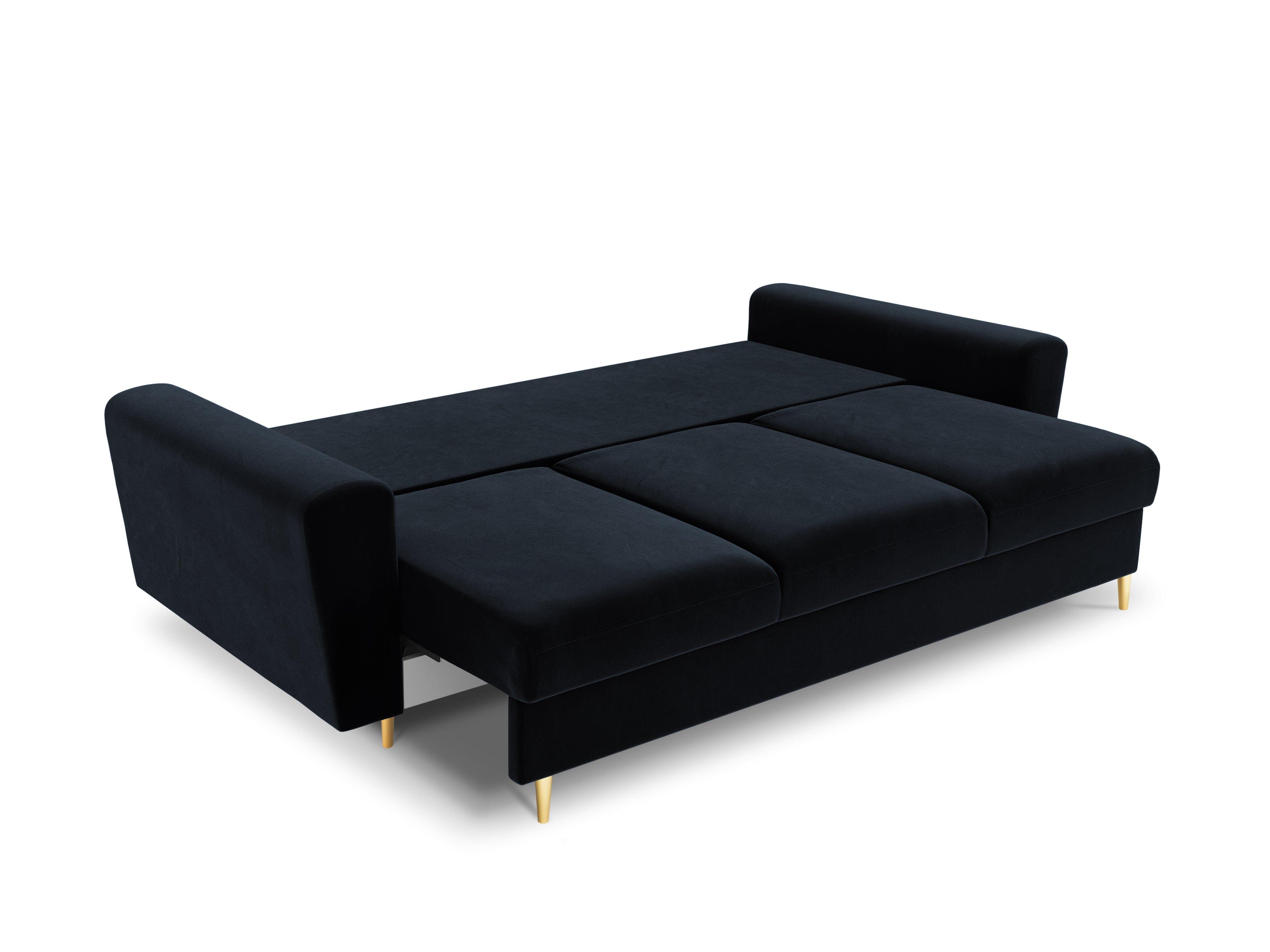 Sofa z funkcją spania KYOTO ciemnoniebieski ze złotą podstawą Cosmopolitan Design Eye on Design