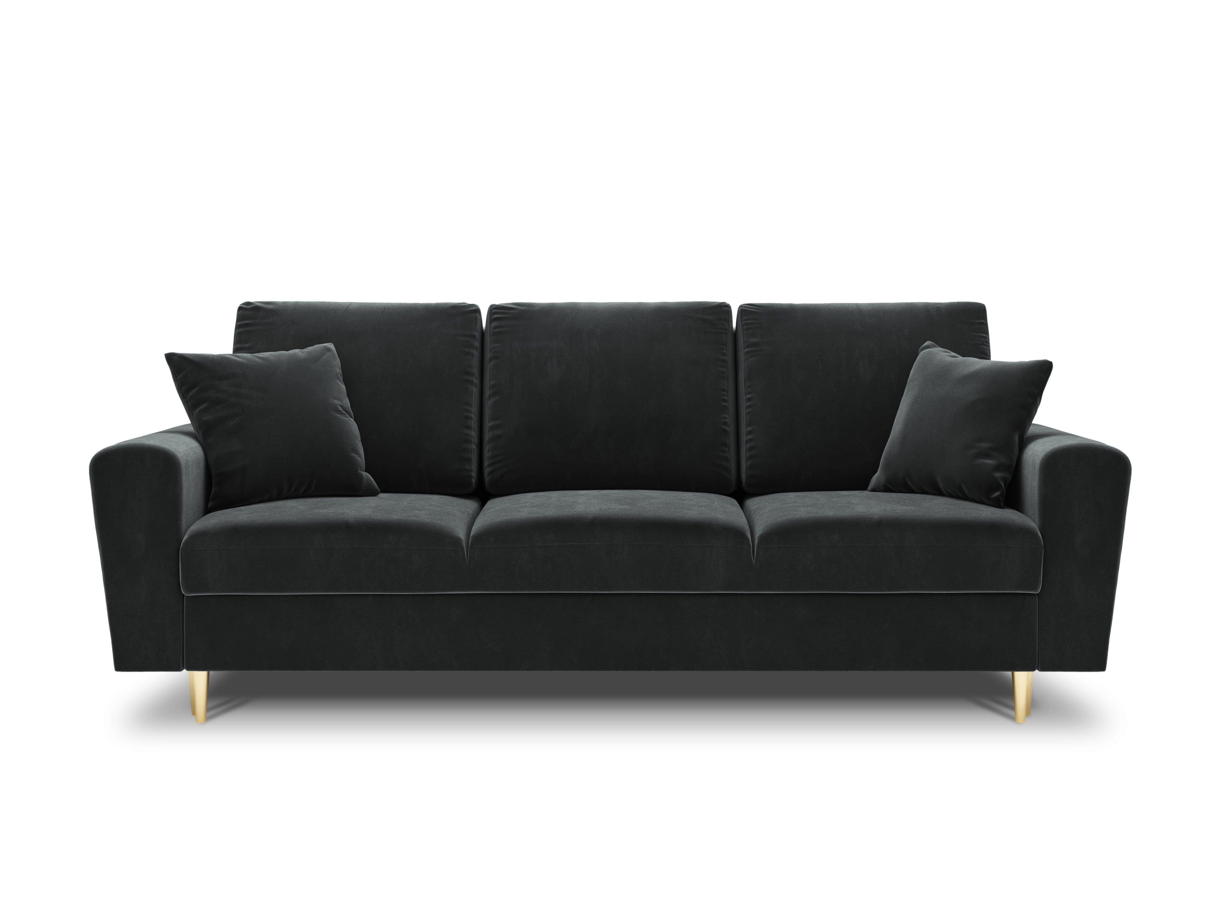 Sofa z funkcją spania KYOTO ciemnoszary ze złotą podstawą Cosmopolitan Design Eye on Design