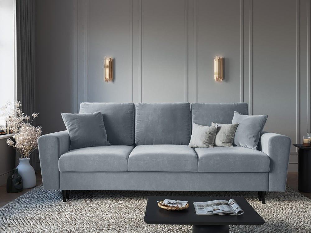 Sofa z funkcją spania KYOTO jasnoniebieski z czarną podstawą Cosmopolitan Design Eye on Design