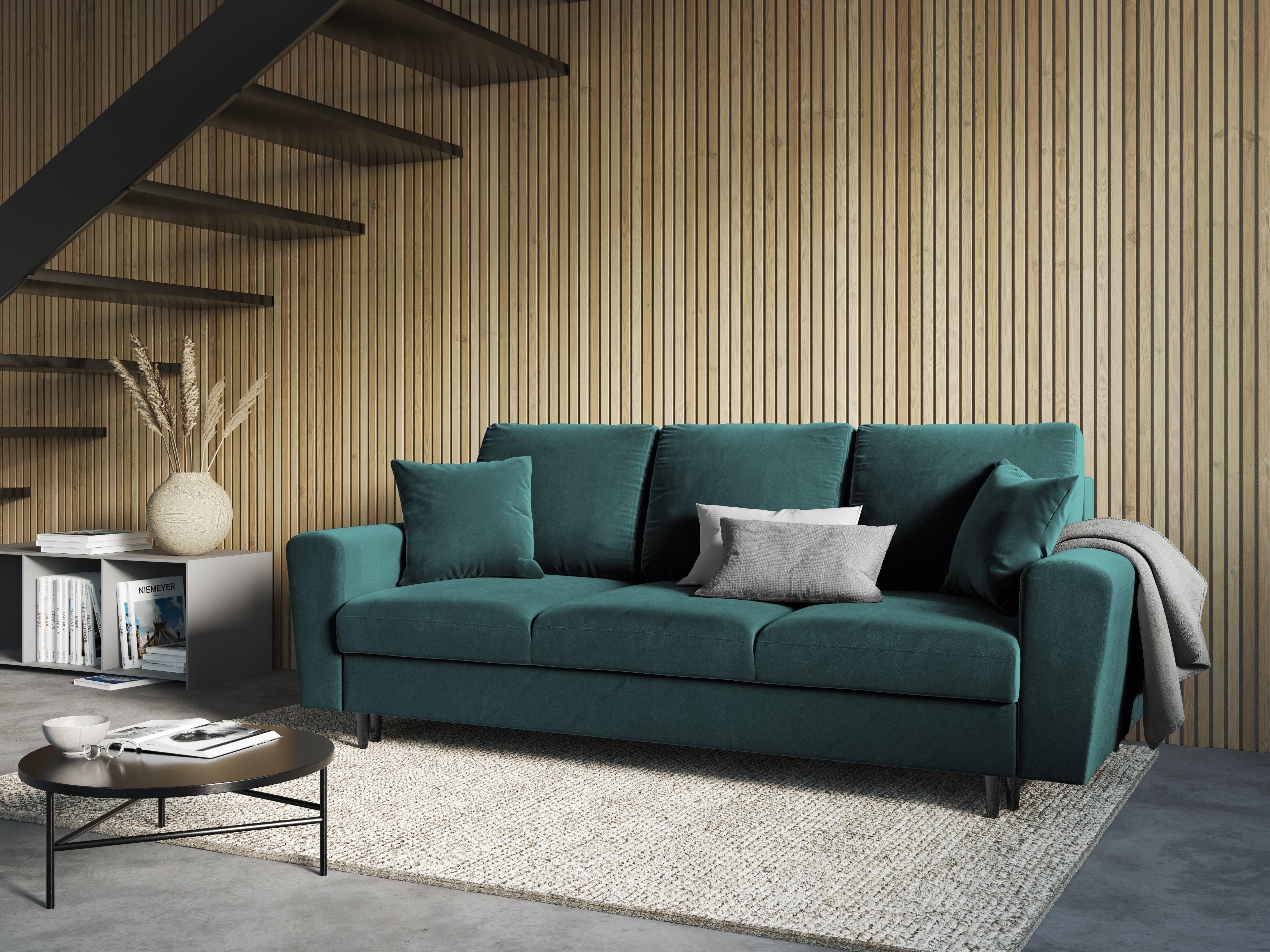 Sofa z funkcją spania KYOTO petrol z czarną podstawą Cosmopolitan Design Eye on Design