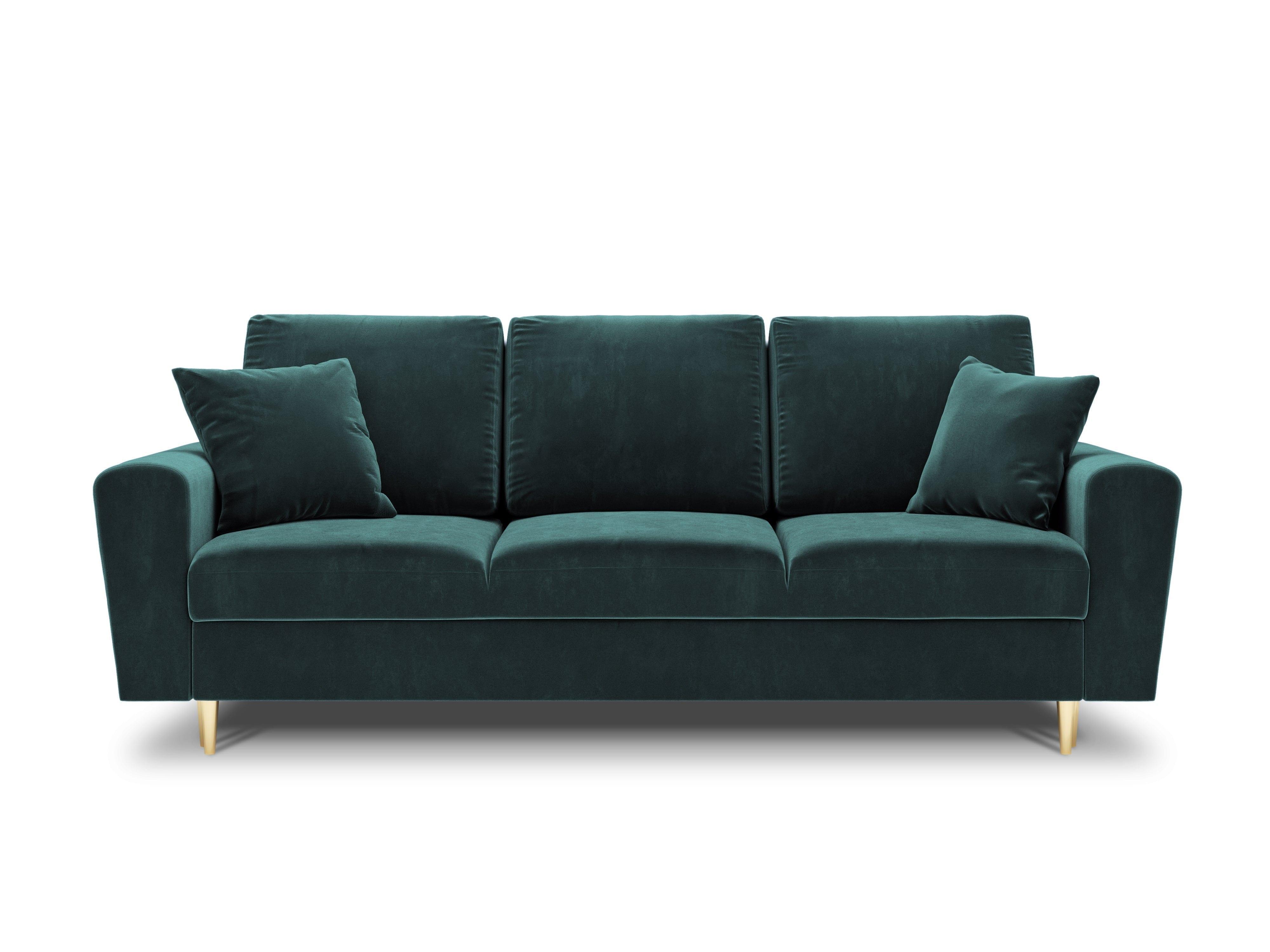 Sofa z funkcją spania KYOTO petrol ze złotą podstawą Cosmopolitan Design Eye on Design