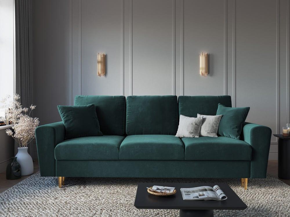 Sofa z funkcją spania KYOTO petrol ze złotą podstawą Cosmopolitan Design Eye on Design