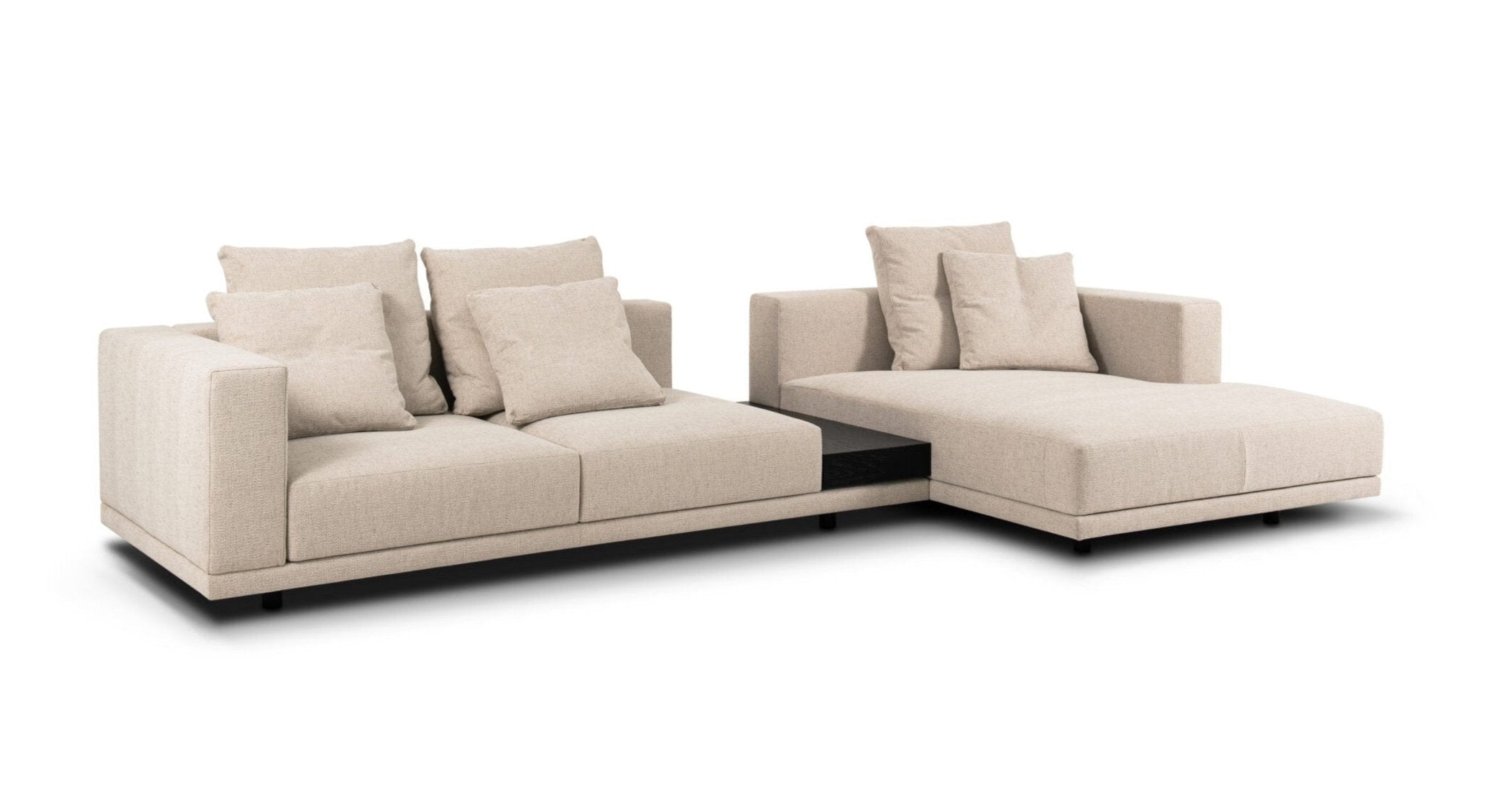 Modulaire hoekbank met plank CLASSIC zwarte basis