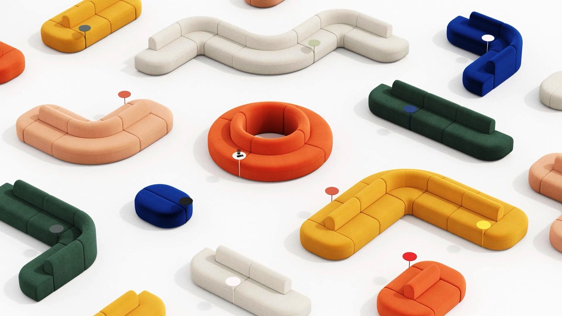 Sofa 7-modułowa narożna podwójna ARTIKO tapicerowana – styl nowoczesny